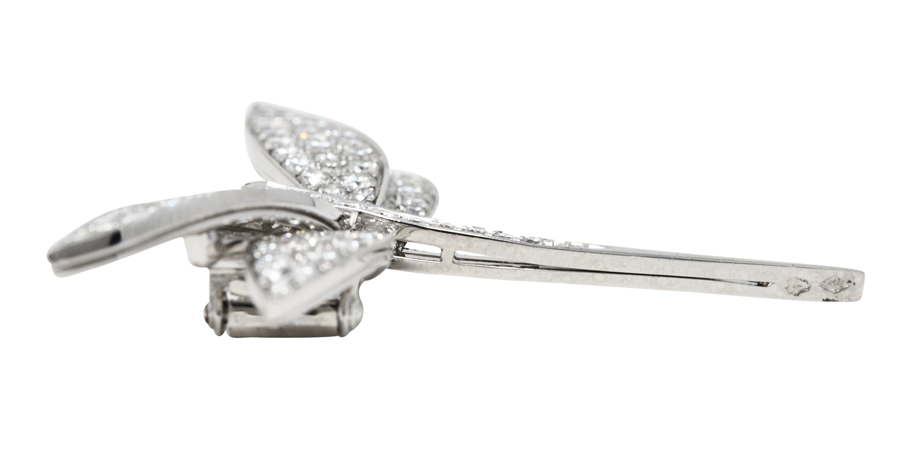 Van Cleef & Arpels French 2.00 CTW Diamond 18 Karat White Gold Dragonfly Brooch Wilson's Estate Jewelry