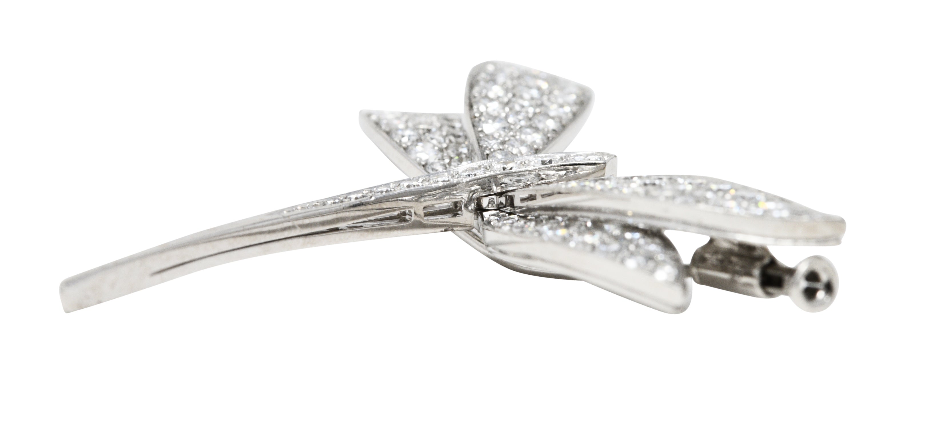 Van Cleef & Arpels French 2.00 CTW Diamond 18 Karat White Gold Dragonfly Brooch Wilson's Estate Jewelry