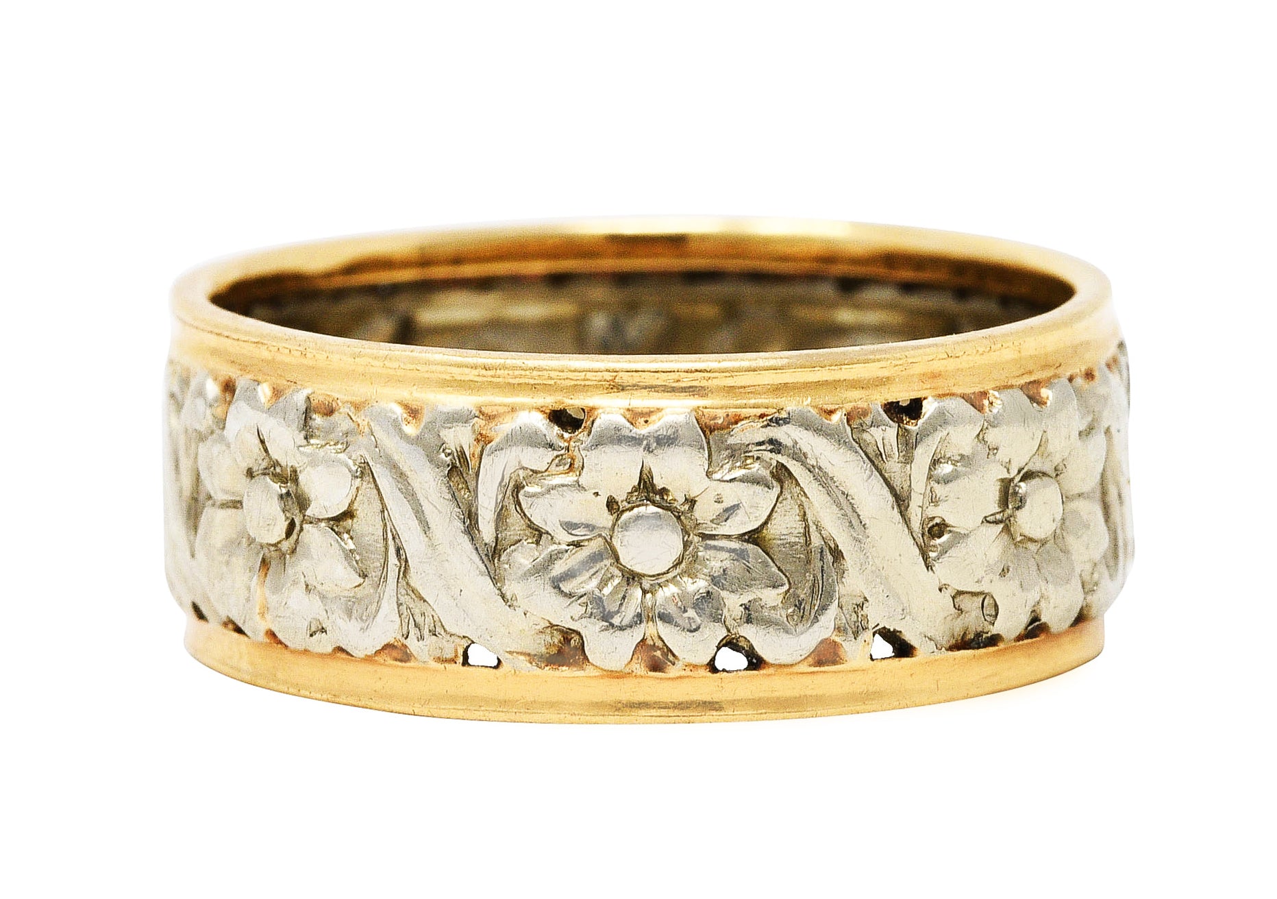 Art Nouveau Two-Tone 14 Karat Gold Floral Band RingRing - Wilson's Estate Jewelry