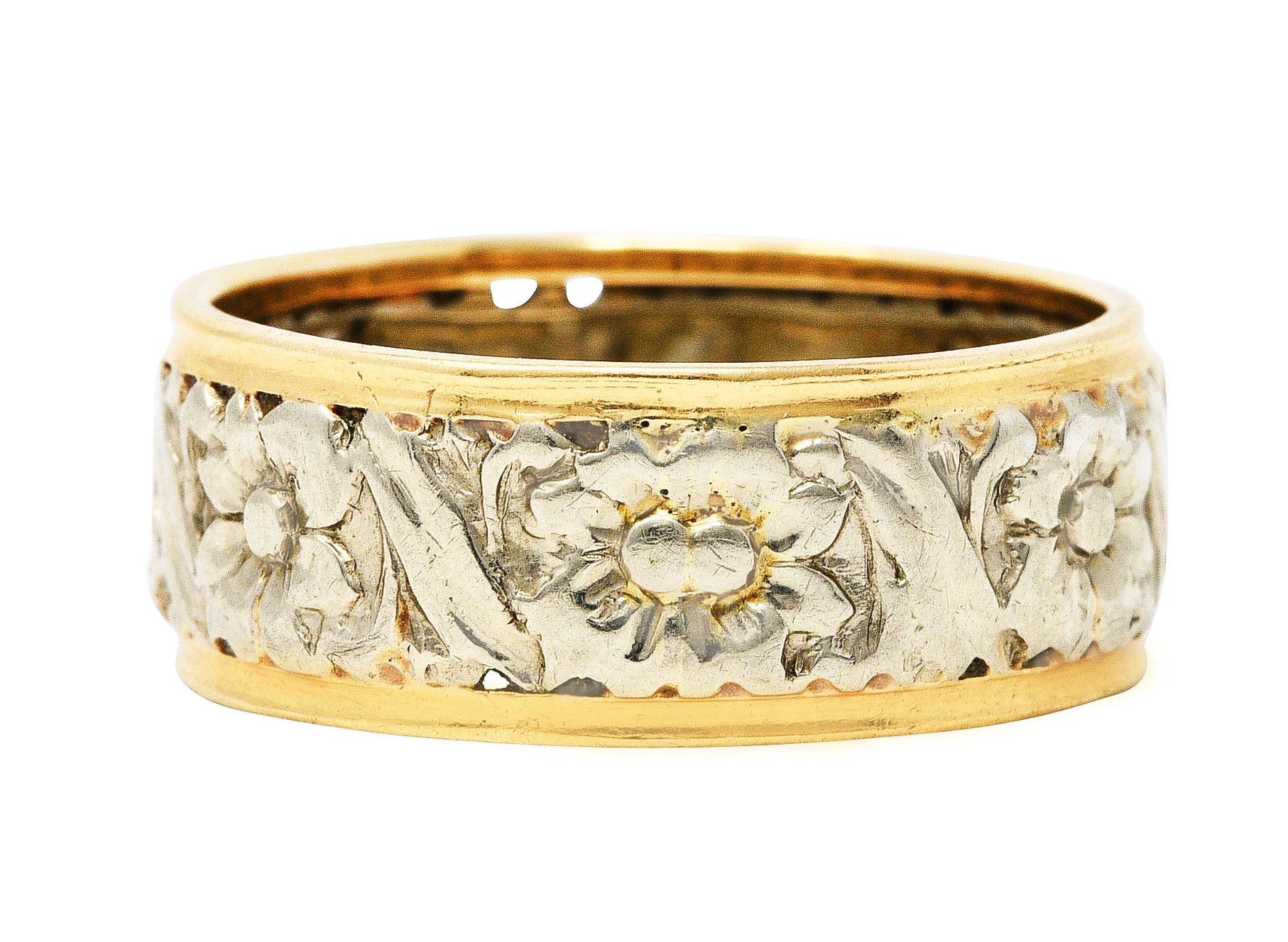 Art Nouveau Two-Tone 14 Karat Gold Floral Band RingRing - Wilson's Estate Jewelry