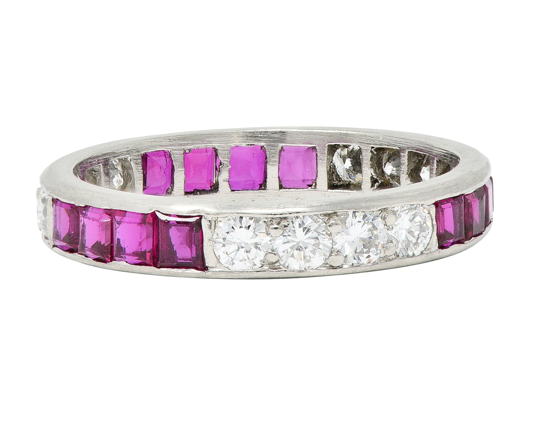 1960's Oscar Heyman 1.72 CTW Diamond Ruby Platinum Eternity Band Ring