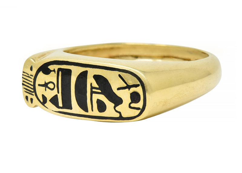 Lot - Egyptian 18-Karat Yellow-Gold Cartouche Bracelet 22.1 dwt; L: 7-1/2 in