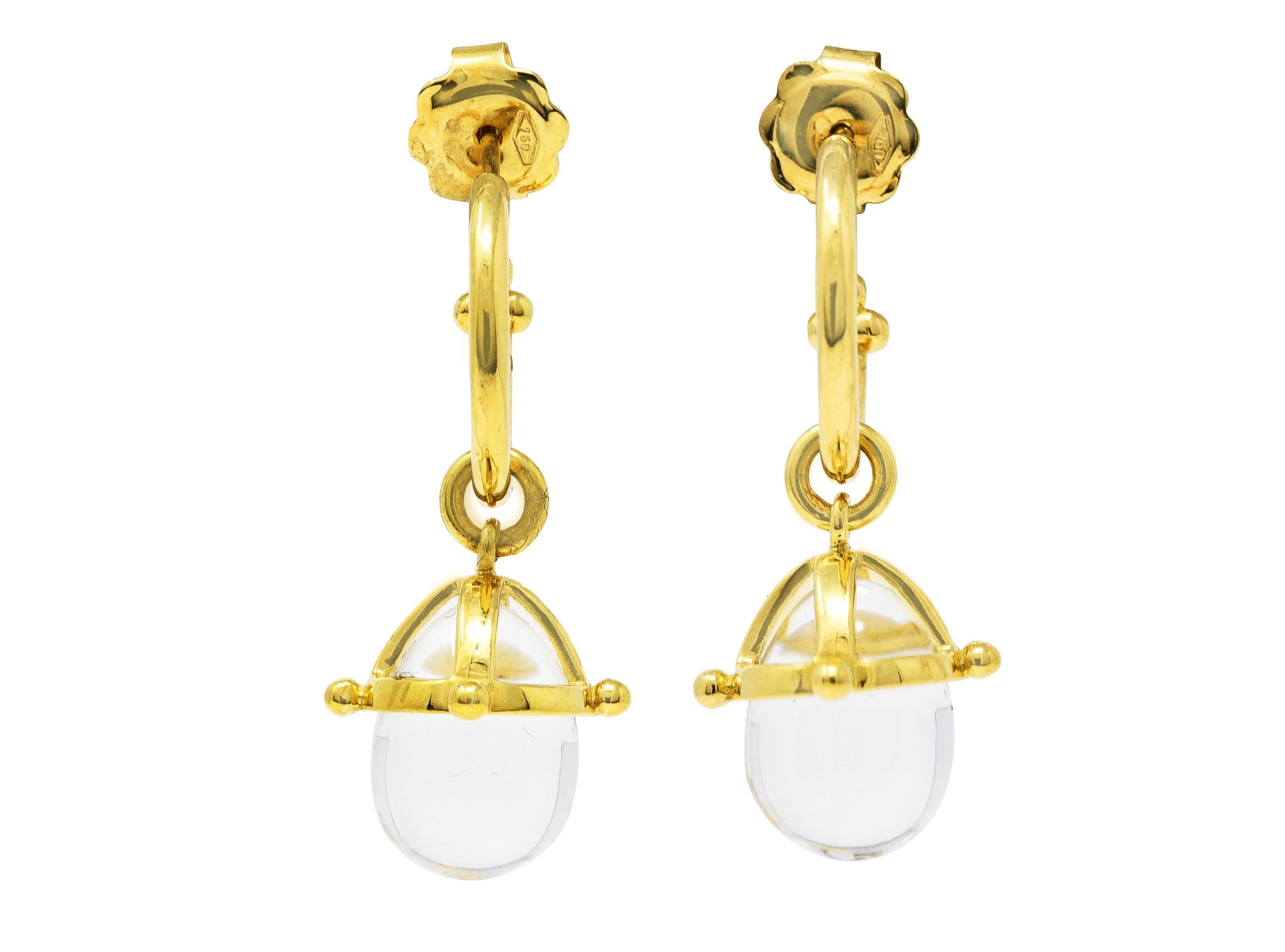 Temple St. Clair Rock Crystal Quartz 18 Karat Gold Half-Hoop Drop EarringsEarrings - Wilson's Estate Jewelry