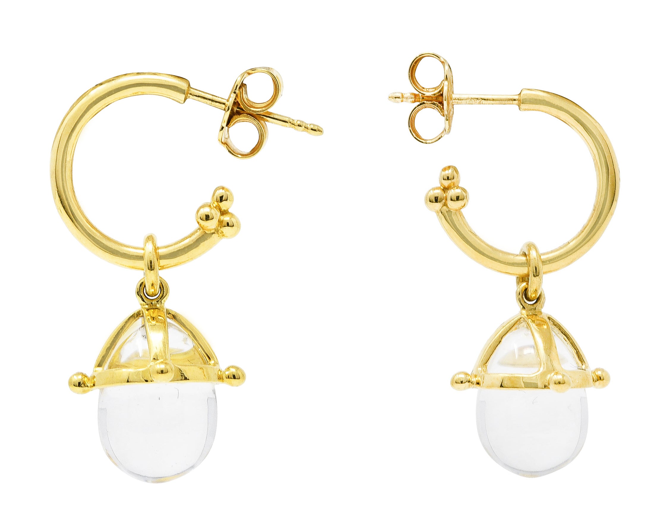 Temple St. Clair Rock Crystal Quartz 18 Karat Gold Half-Hoop Drop EarringsEarrings - Wilson's Estate Jewelry