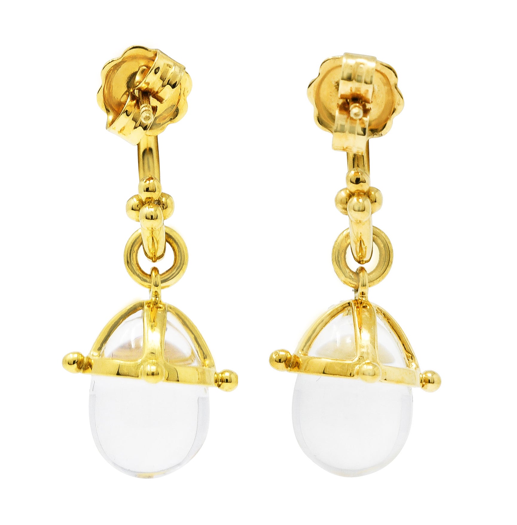 Temple St. Clair Rock Crystal Quartz 18 Karat Gold Half-Hoop Drop EarringsEarrings - Wilson's Estate Jewelry