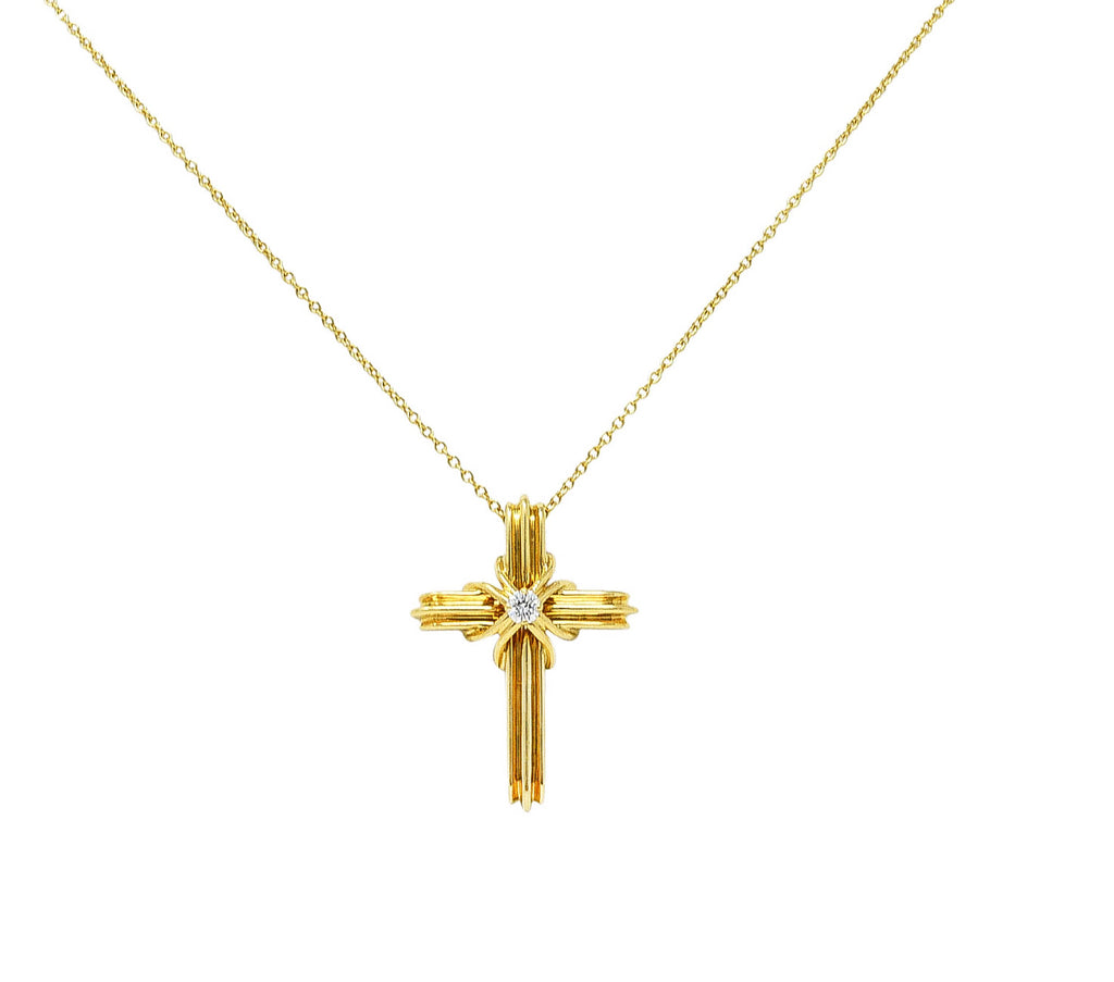 Vintage Tiffany & Co. Diamond 18 Karat Gold Cross Signature X