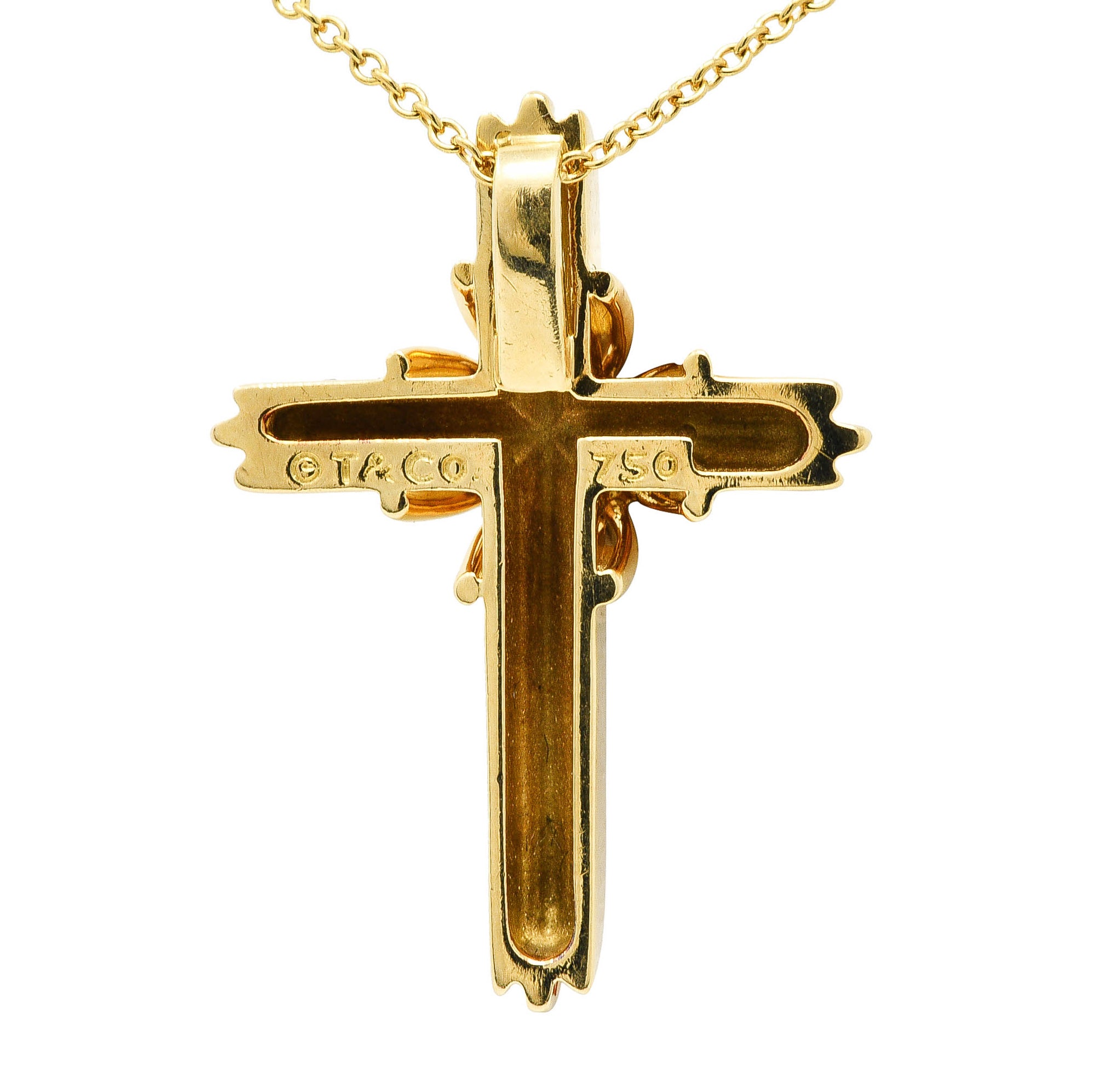 Vintage Tiffany & Co. Diamond 18 Karat Gold Cross Signature X Pendant NecklaceNecklace - Wilson's Estate Jewelry