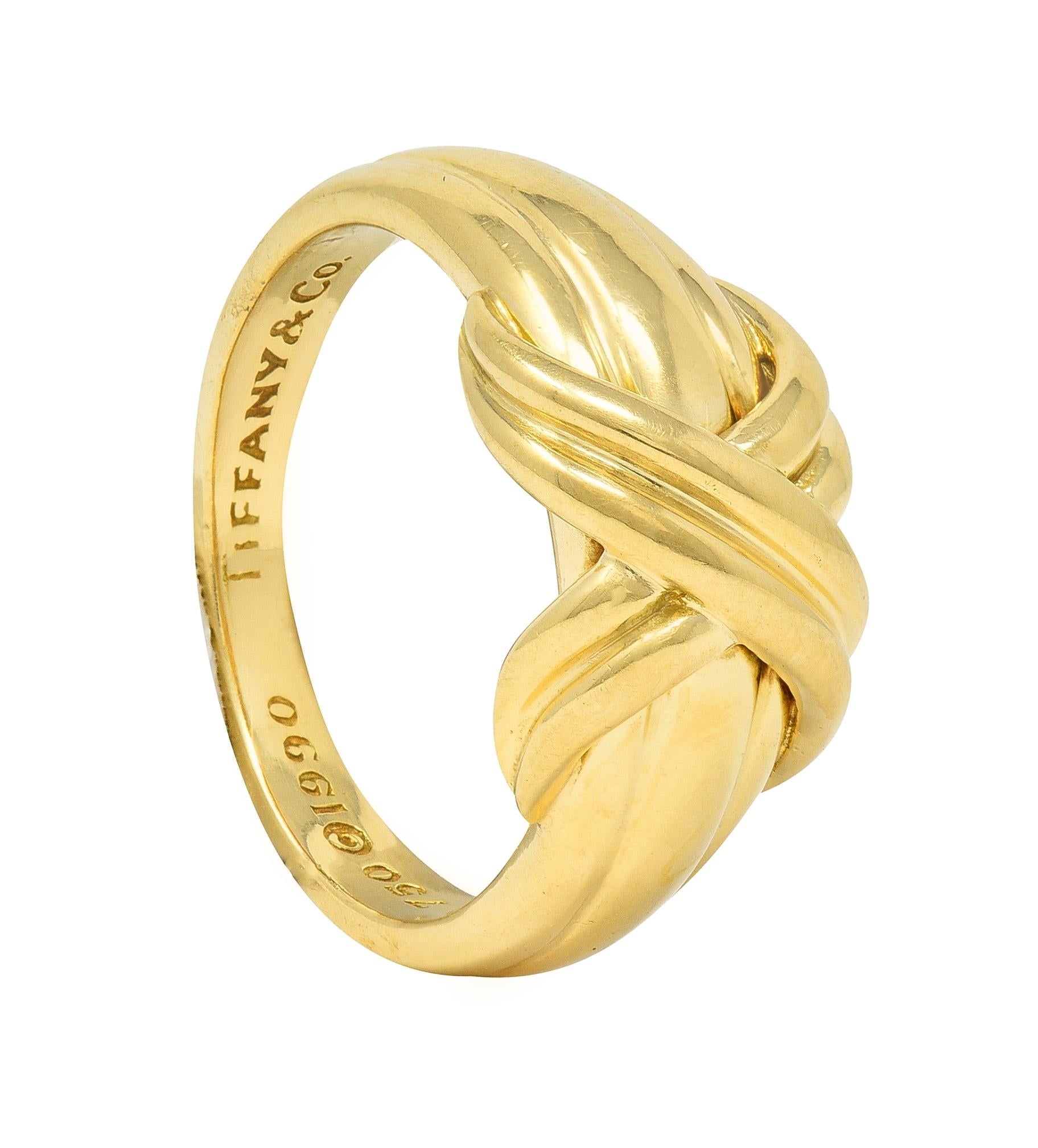 Tiffany & Co. 1990 18 Karat Yellow Gold X Knot Vintage Ring