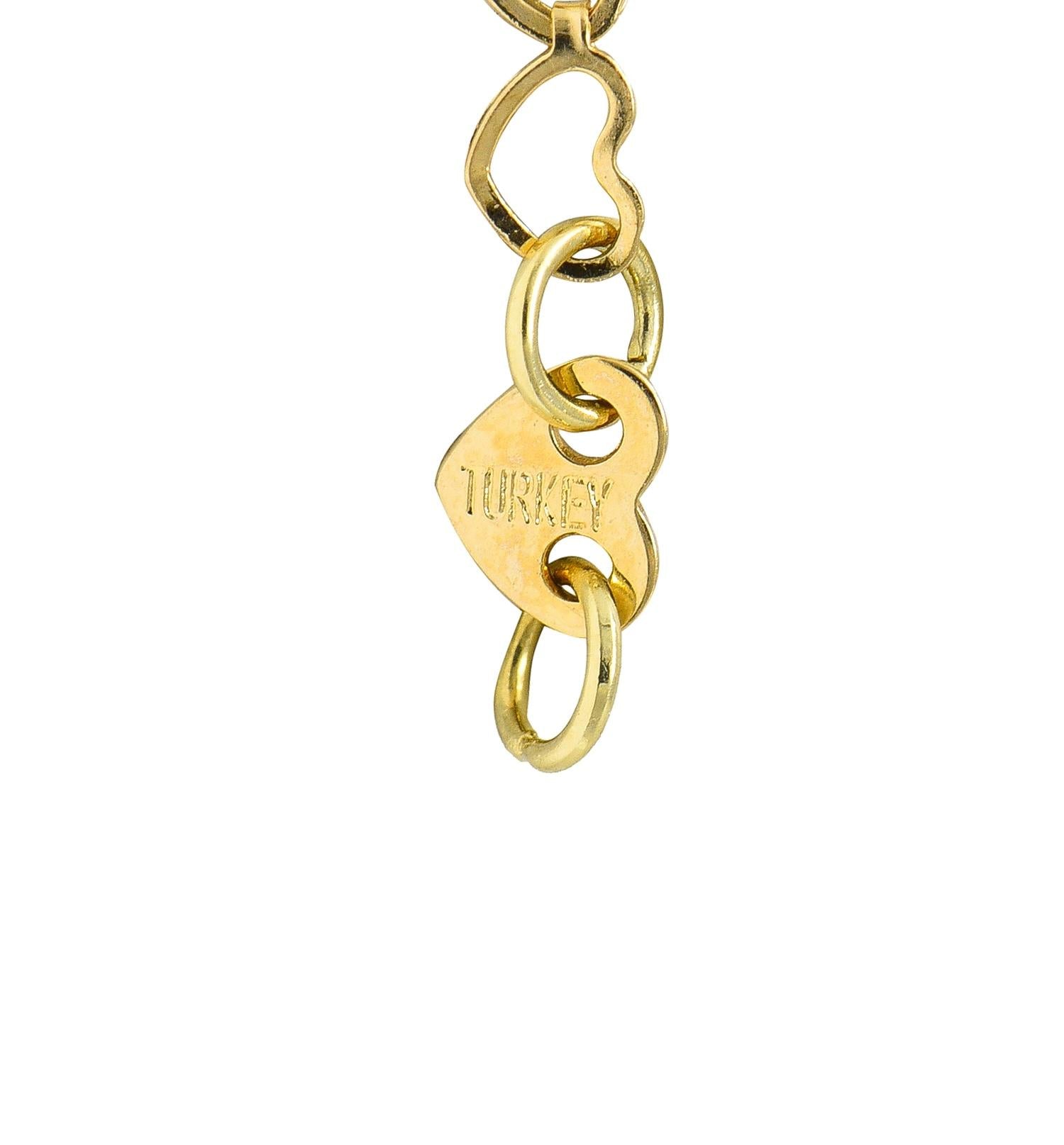 Contemporary 14 Karat Yellow Gold 16 IN Heart Link Chain Necklace