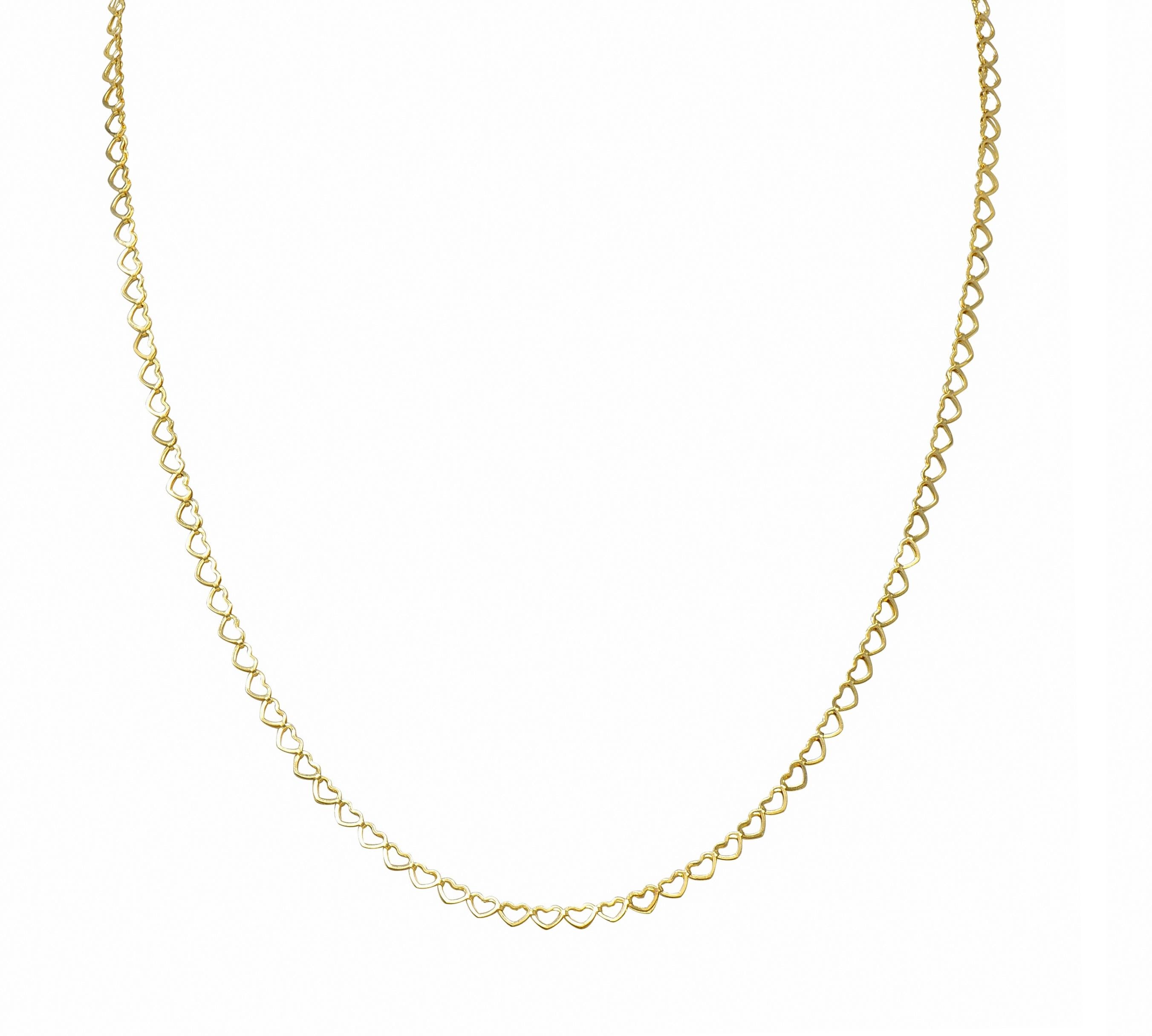 Contemporary 14 Karat Yellow Gold 16 IN Heart Link Chain Necklace