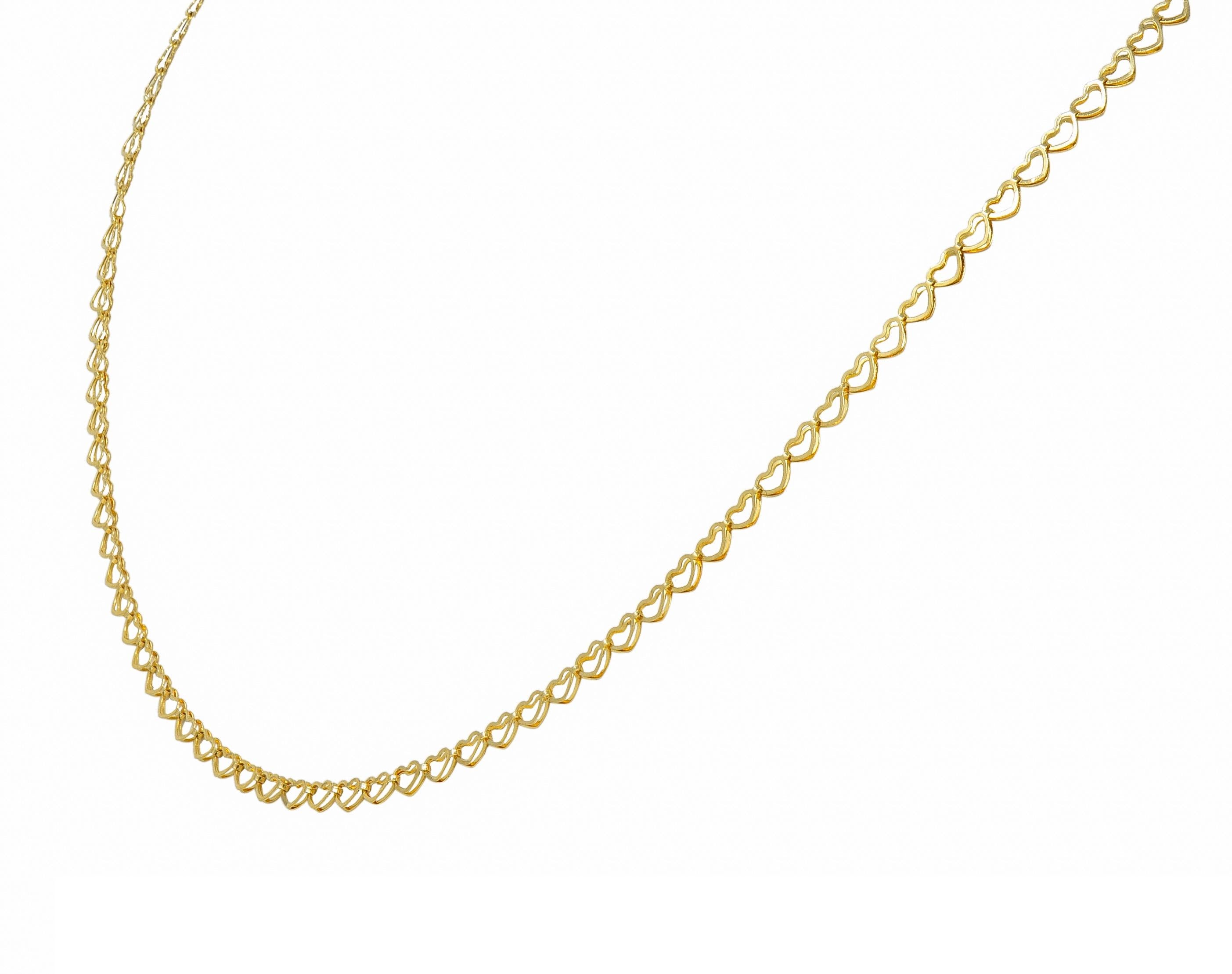 Contemporary 14 Karat Yellow Gold 16 IN Heart Link Chain Necklace