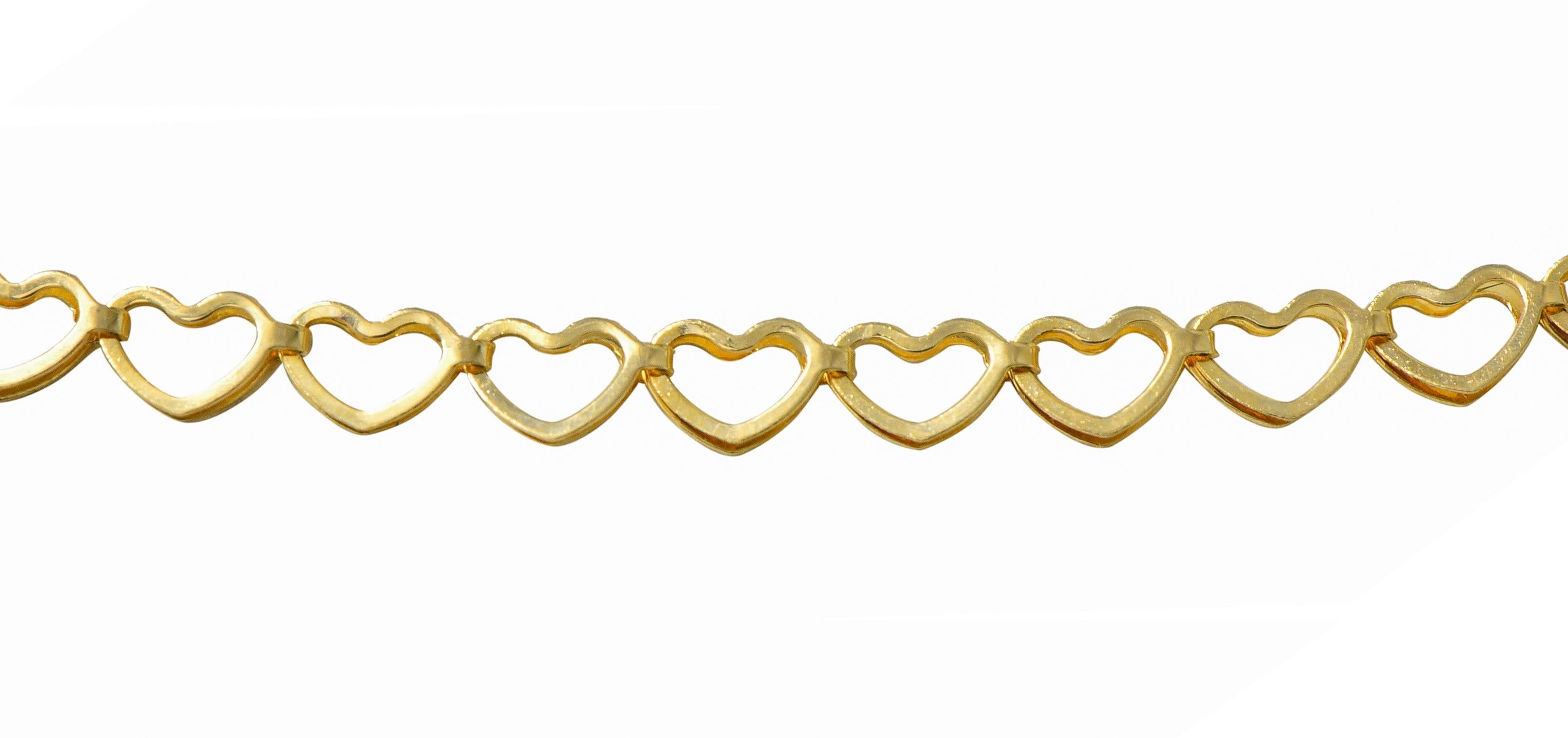 Contemporary 14 Karat Yellow Gold 16 IN Heart Link Chain Necklace