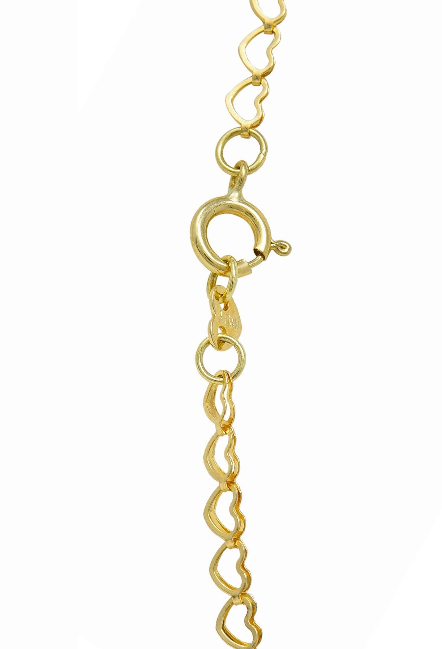 Contemporary 14 Karat Yellow Gold 16 IN Heart Link Chain Necklace