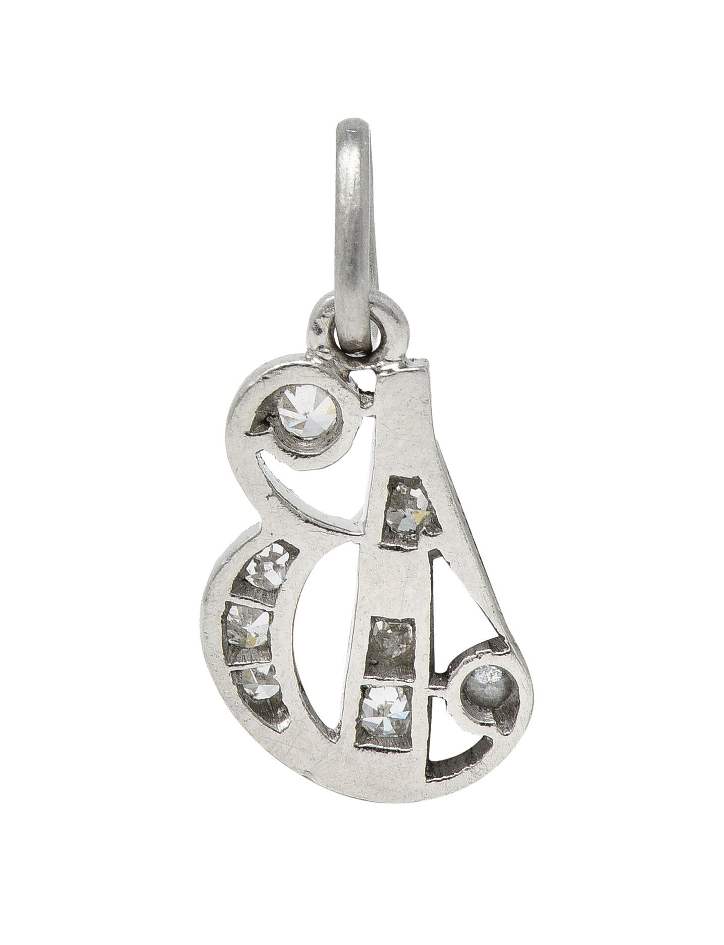 Art Deco Diamond Platinum Letter B Vintage Charm