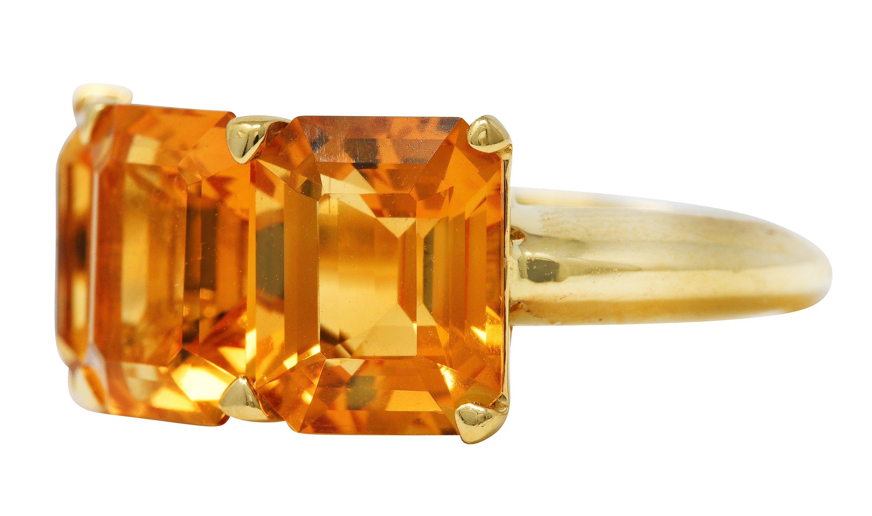 Goshwara Contemporary Citrine 18 Karat Yellow Gold Gossip Three Stone Ring Wilson's Estate Jewelry