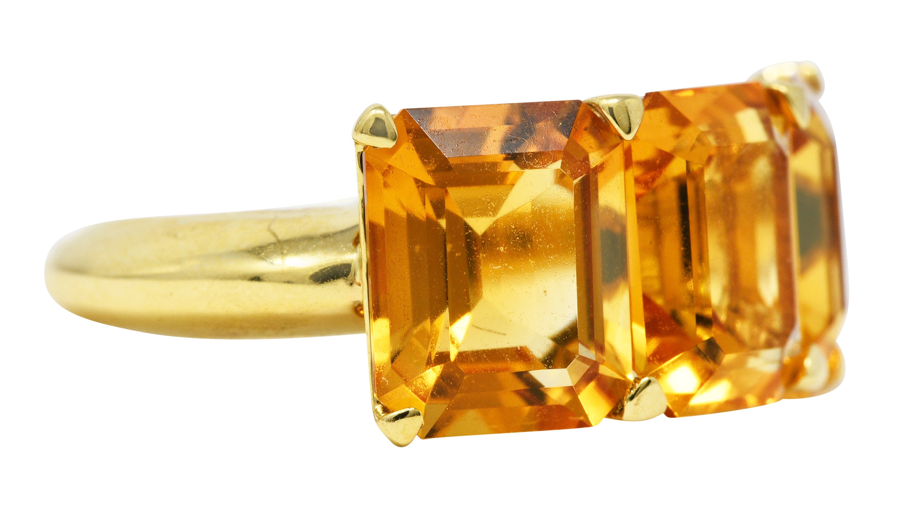 Goshwara Contemporary Citrine 18 Karat Yellow Gold Gossip Three Stone Ring Wilson's Estate Jewelry