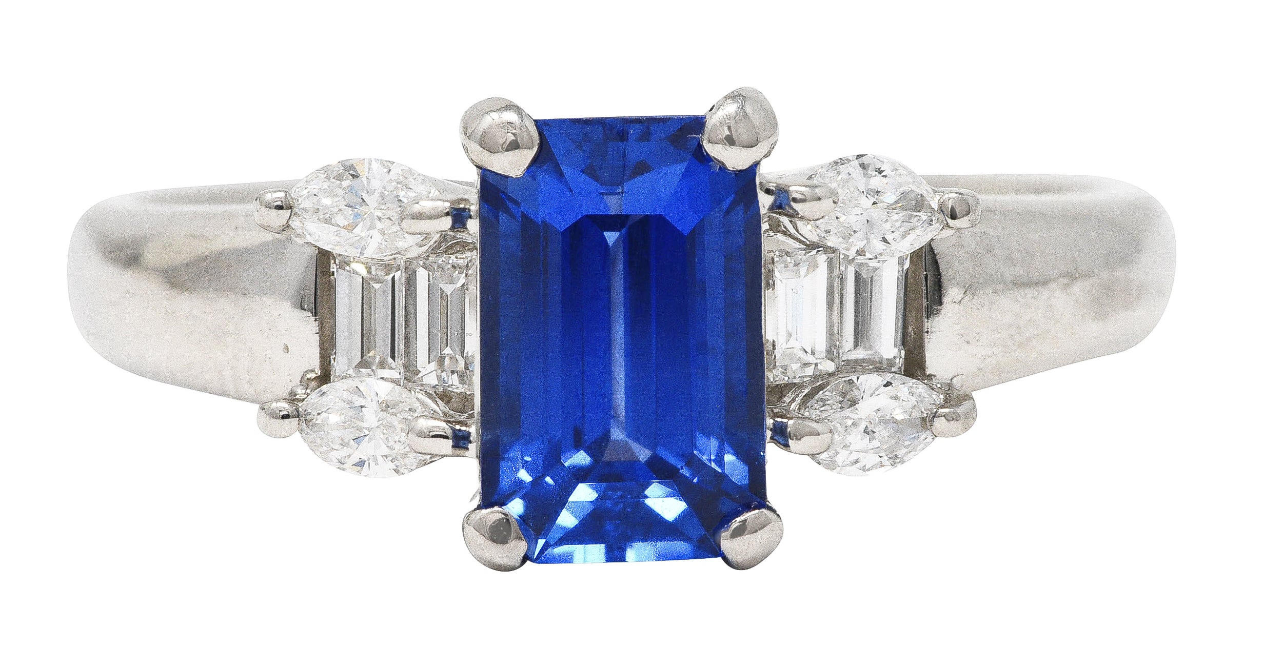 Contemporary 2.05 CTW Sapphire Diamond Platinum Gemstone Ring Wilson's Estate Jewelry