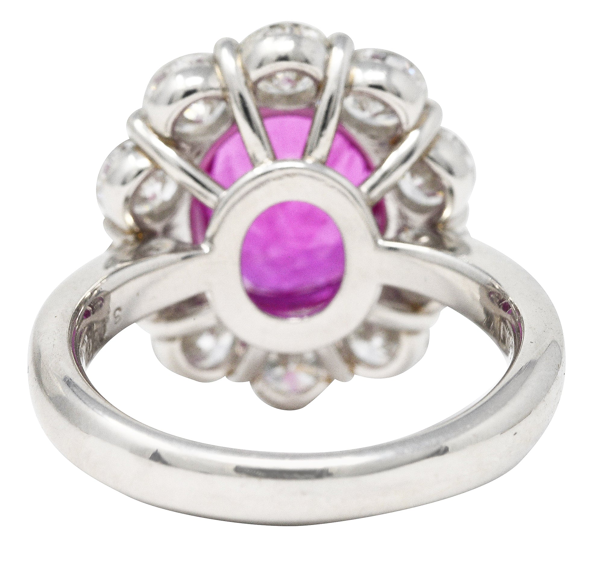 Contemporary 6.30 CTW Burma Ruby Diamond Platinum Cluster Gemstone Ring GIA Wilson's Estate Jewelry