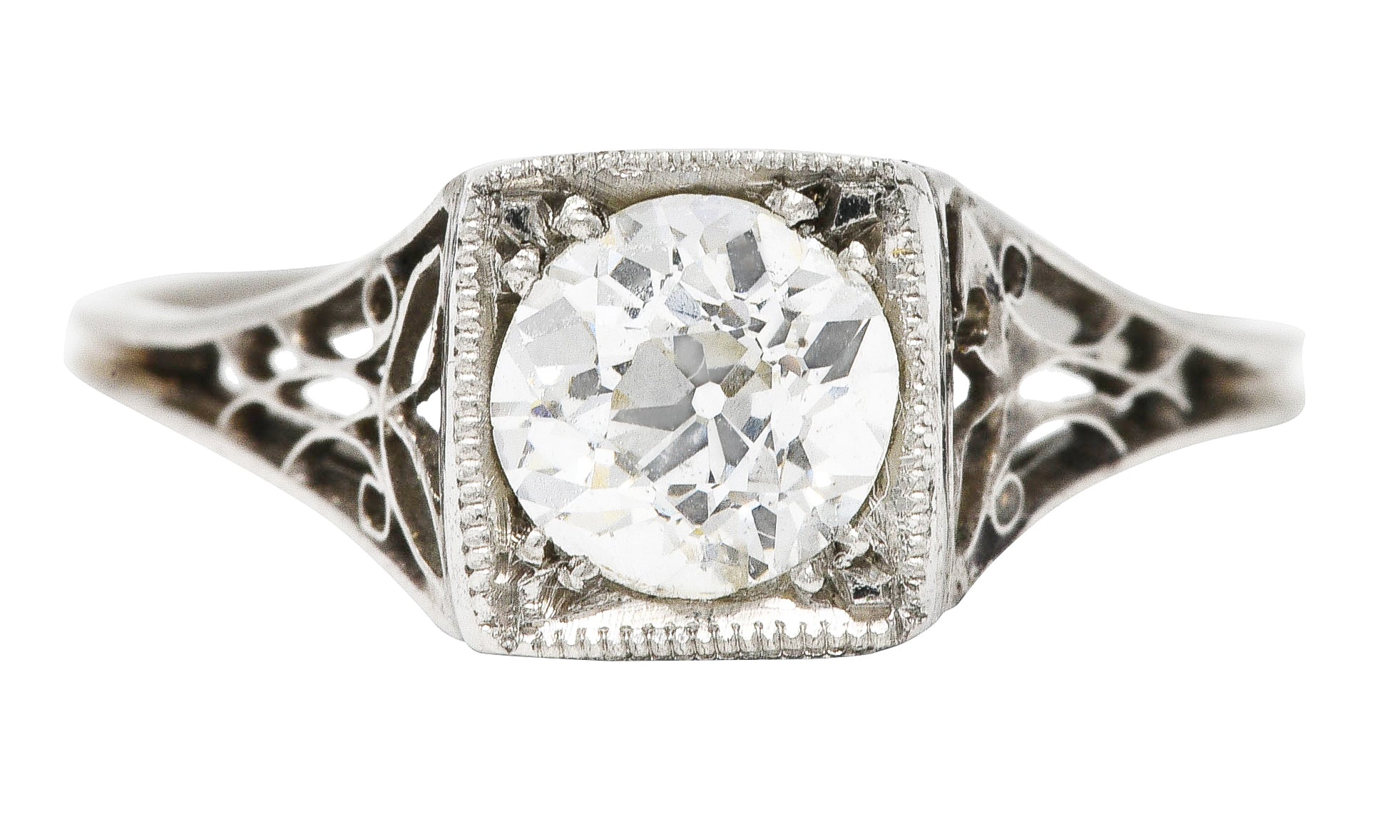 Art Deco 0.68 CTW Diamond Platinum Butterfly Engagement Ring Wilson's Estate Jewelry