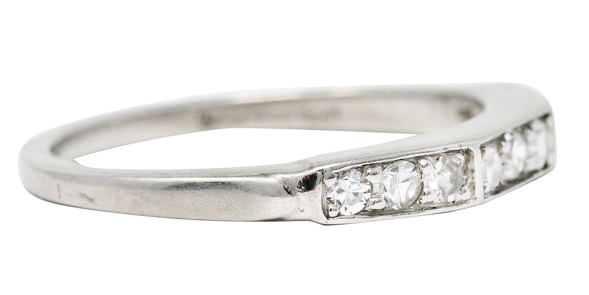 Art Deco Single Cut Diamond Platinum Angular Stacking Band RingRing - Wilson's Estate Jewelry