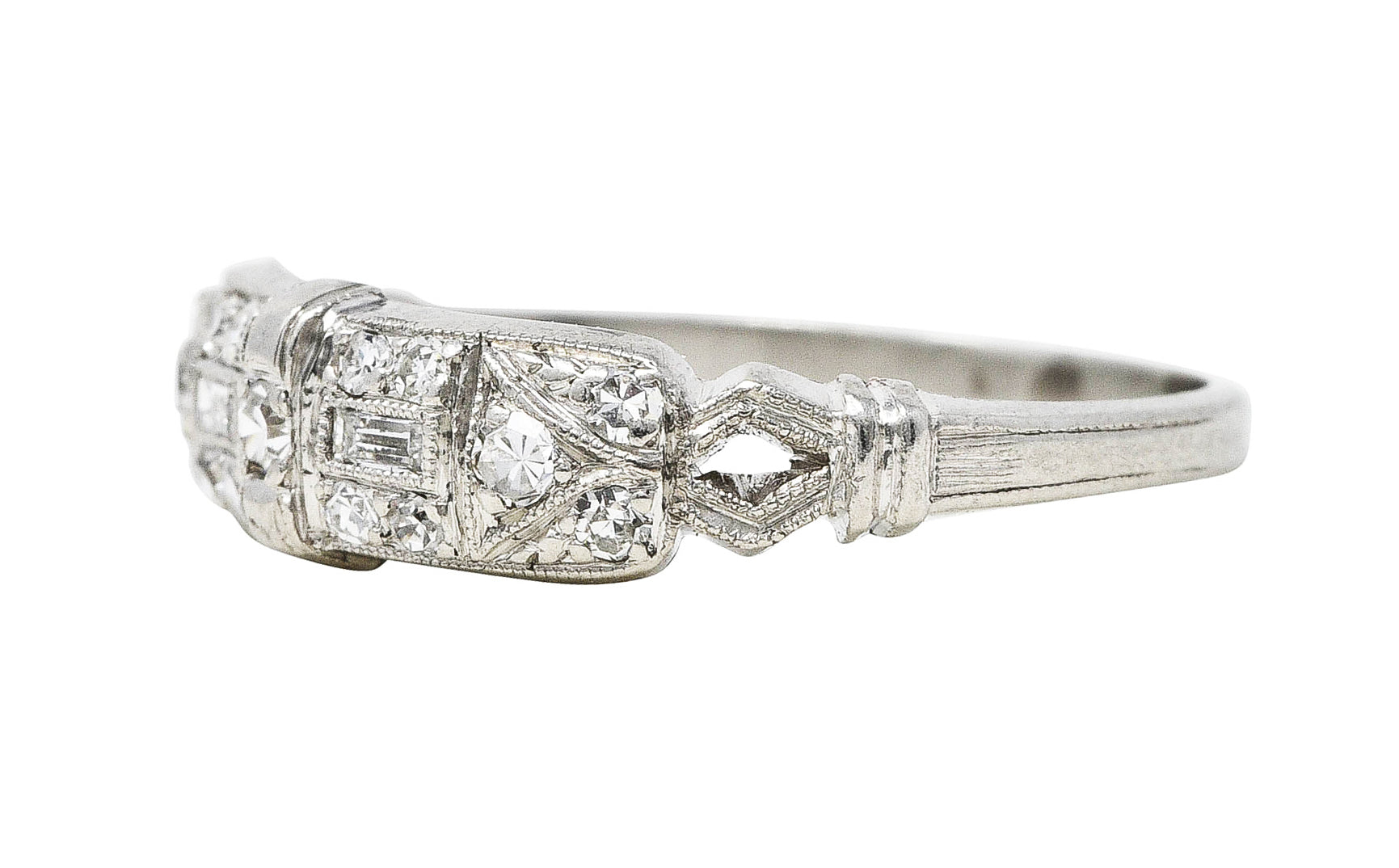 Art Deco 0.25 CTW Diamond Platinum Geometric Band RingRing - Wilson's Estate Jewelry