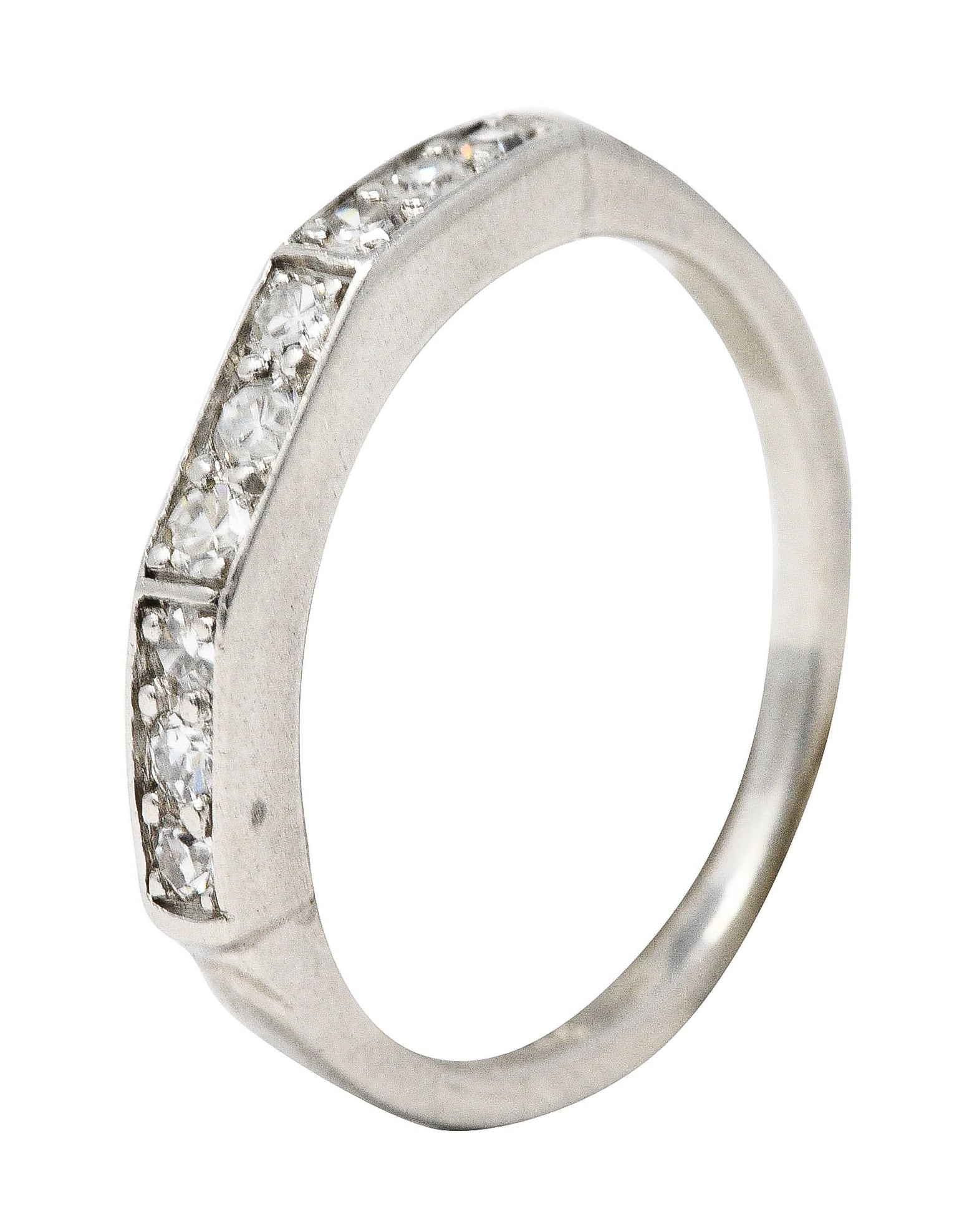 Art Deco Single Cut Diamond Platinum Angular Stacking Band RingRing - Wilson's Estate Jewelry