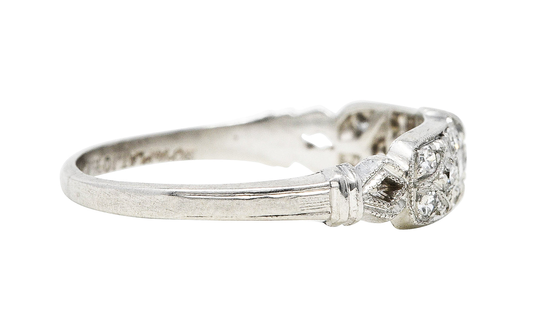 Art Deco 0.25 CTW Diamond Platinum Geometric Band RingRing - Wilson's Estate Jewelry