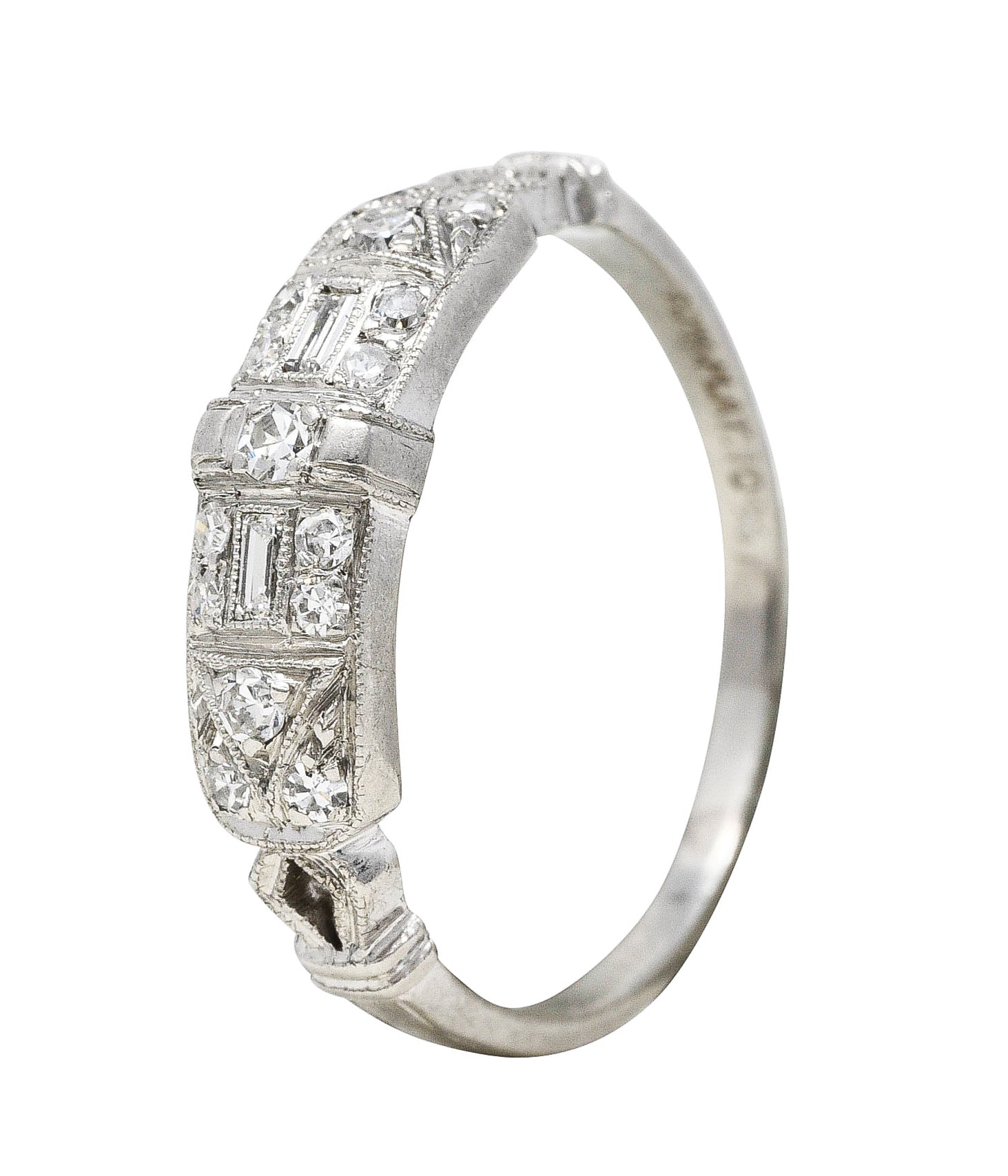 Art Deco 0.25 CTW Diamond Platinum Geometric Band RingRing - Wilson's Estate Jewelry