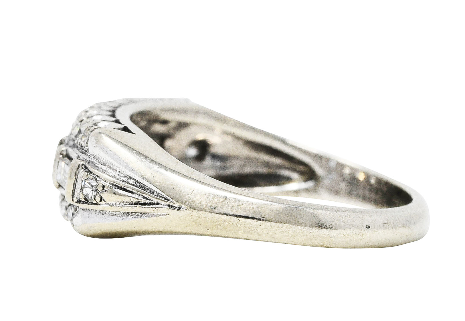 Mid-Century 0.60 CTW Diamond 14 Karat White Gold Fishtail Band RingRing - Wilson's Estate Jewelry