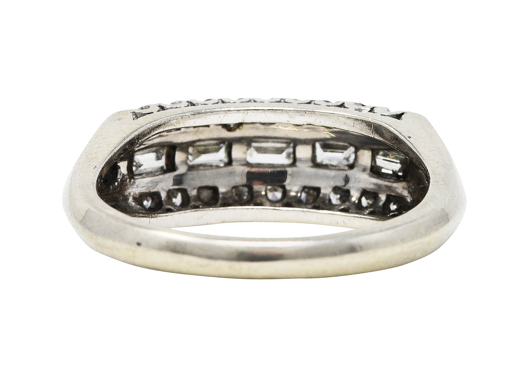 Mid-Century 0.60 CTW Diamond 14 Karat White Gold Fishtail Band RingRing - Wilson's Estate Jewelry