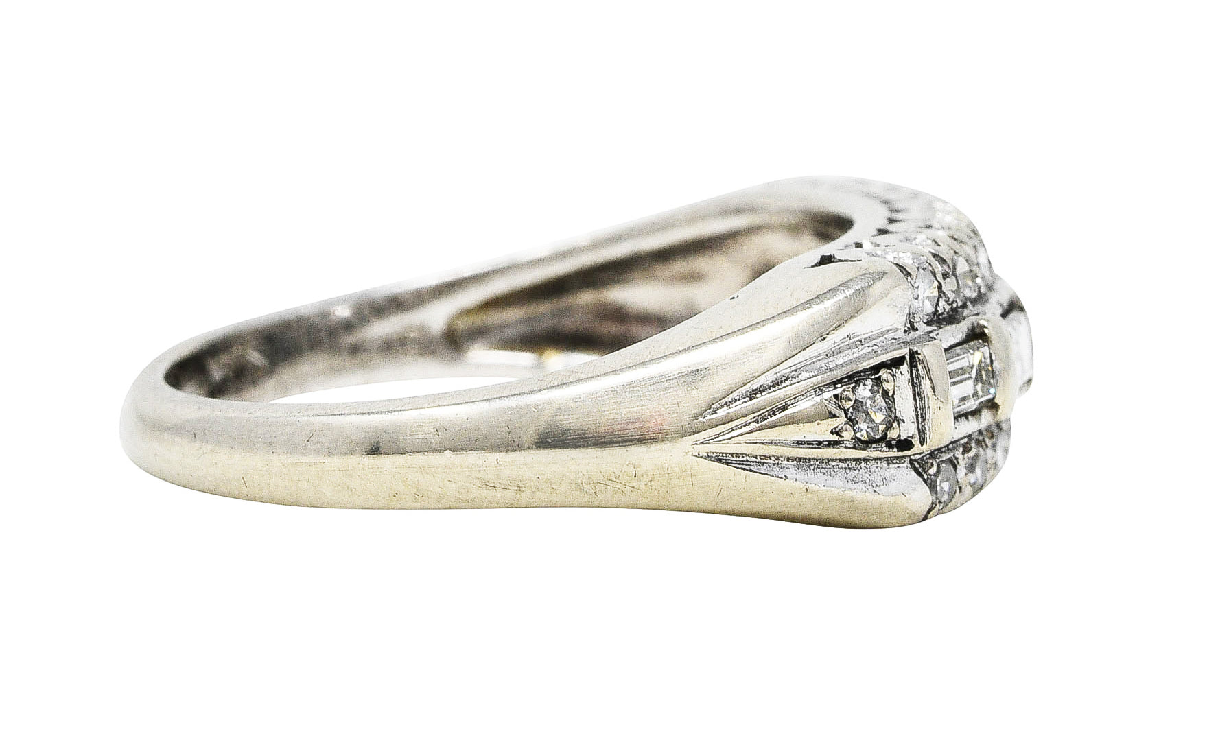 Mid-Century 0.60 CTW Diamond 14 Karat White Gold Fishtail Band RingRing - Wilson's Estate Jewelry