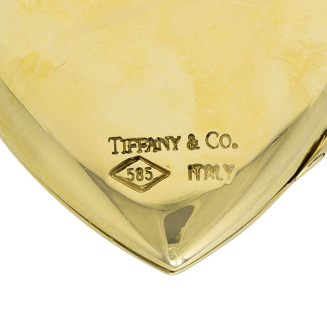 Tiffany & Co. 14 Karat Yellow Gold Heart Locket Vintage Pendant Wilson's Estate Jewelry