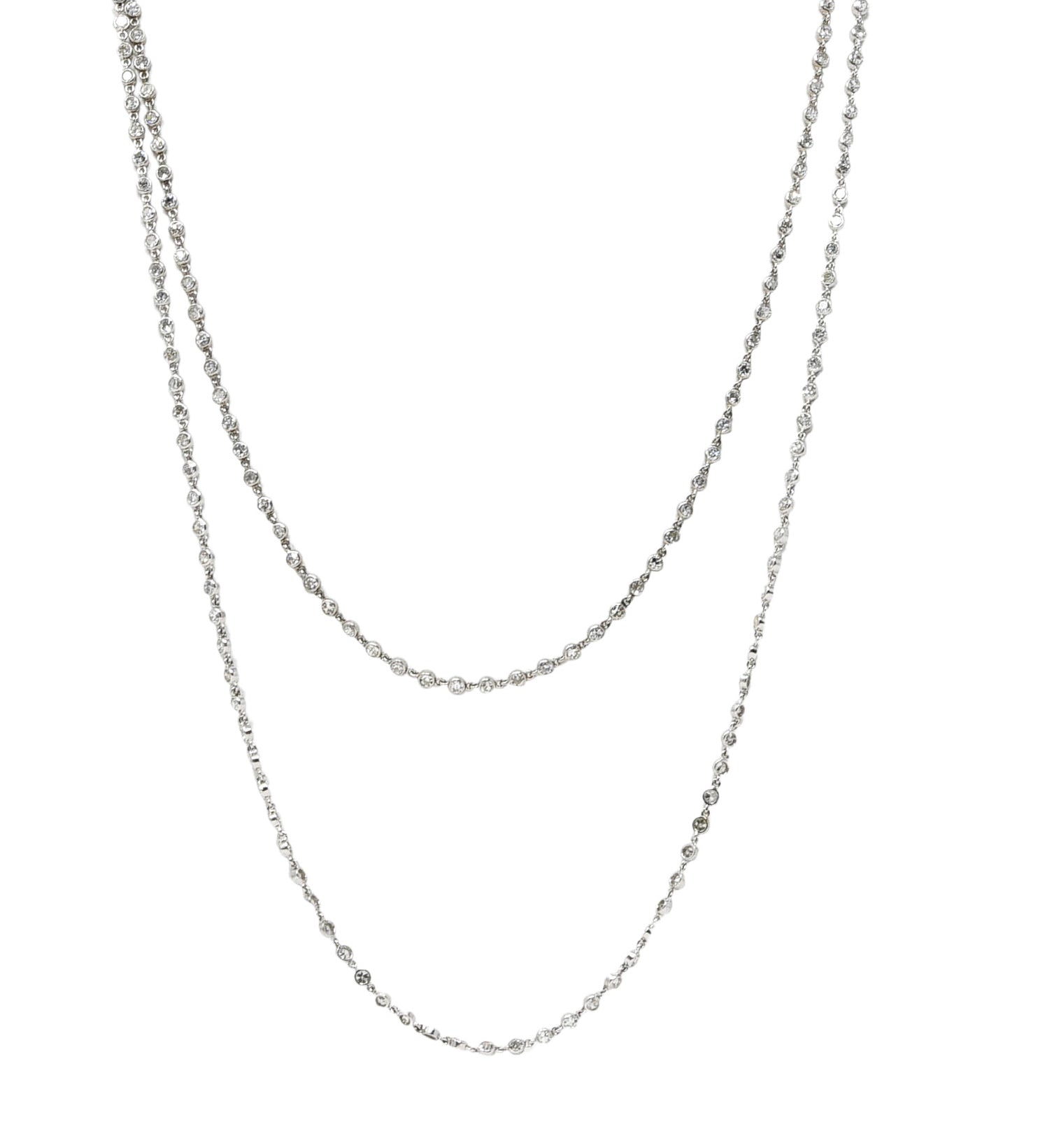 Art Deco 7.50 CTW Diamond Platinum 43 Inch Long Chain Link Necklace Wilson's Estate Jewelry