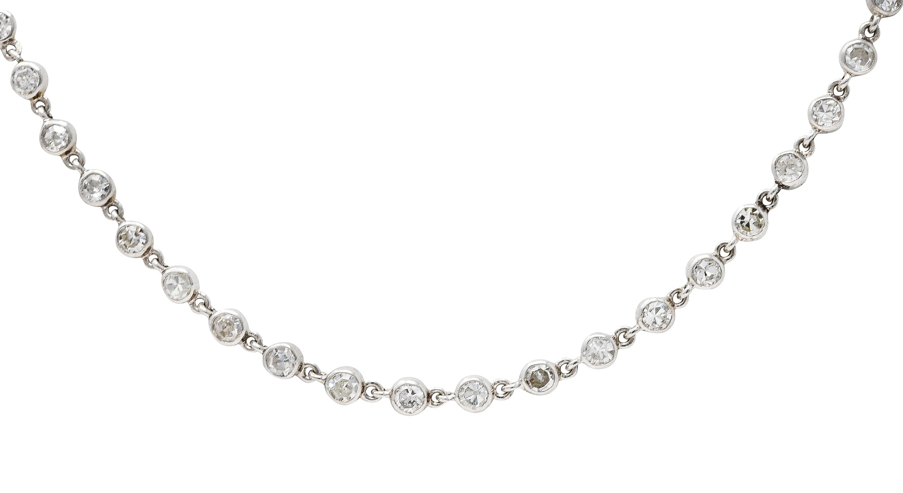 Art Deco 7.50 CTW Diamond Platinum 43 Inch Long Chain Link Necklace Wilson's Estate Jewelry