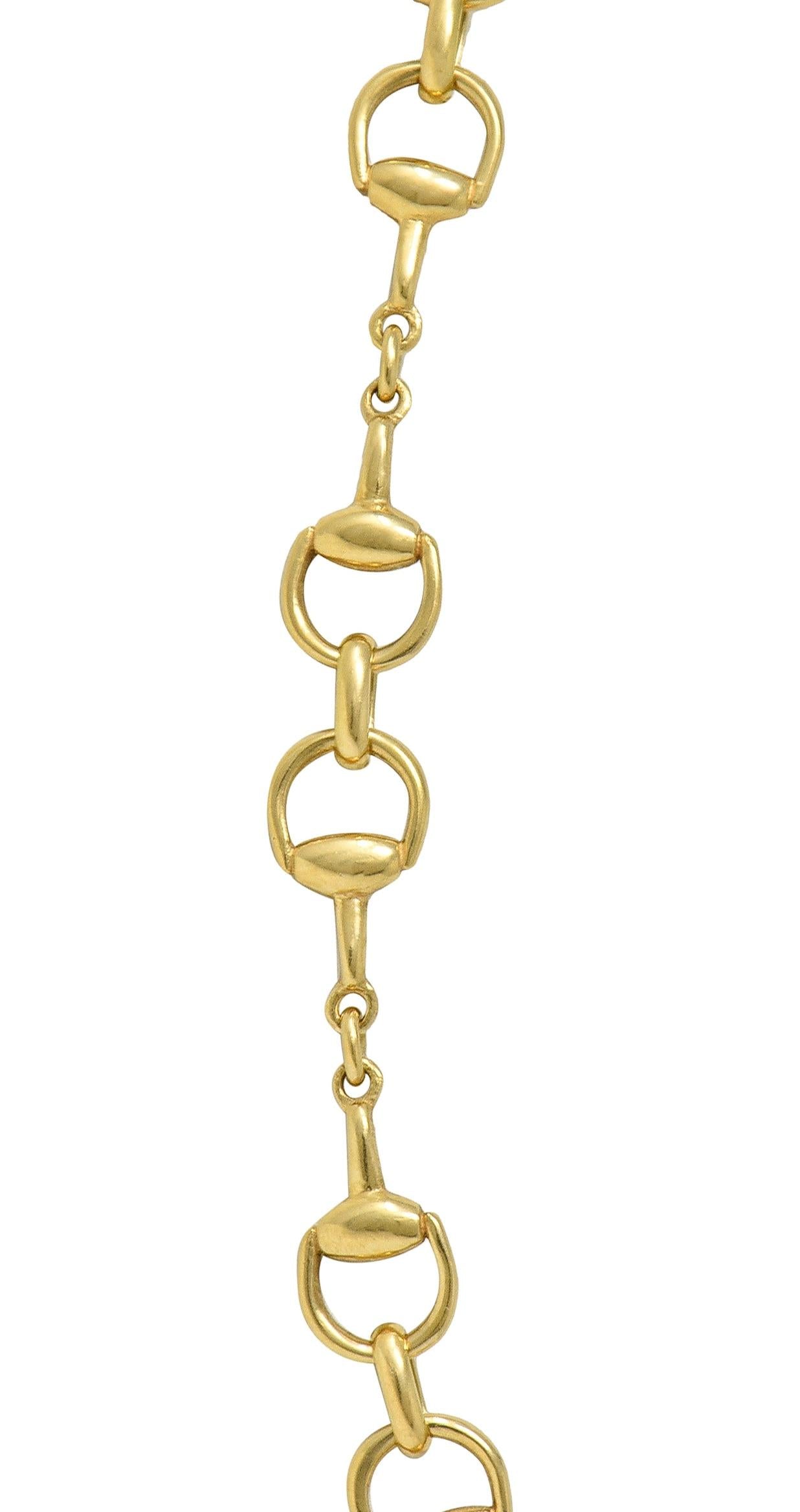 Gucci 2010 Diamond Tiger's Eye 18 Karat Yellow Gold Beetle Horsebit Necklace