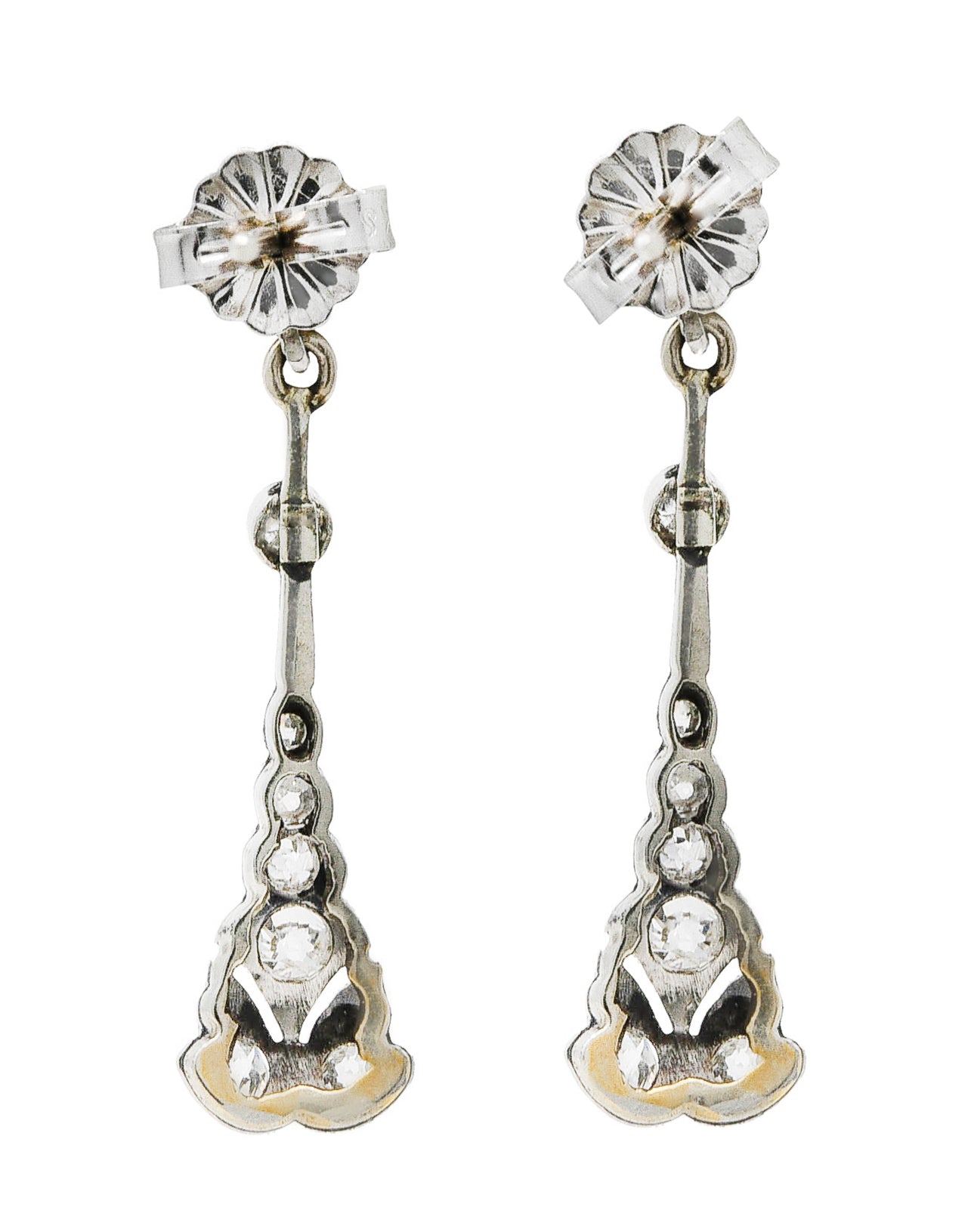 Early Art Deco 0.50 CTW Diamond Platinum-Topped 14 Karat Gold Drop EarringsEarrings - Wilson's Estate Jewelry