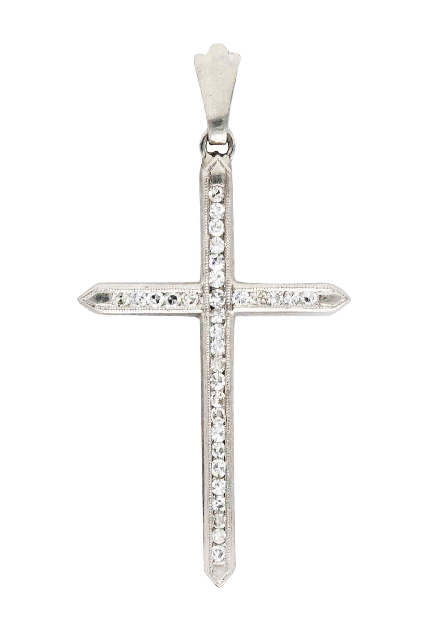 Art Deco 0.25 CTW Diamond Platinum Cross Pendant Wilson's Estate Jewelry