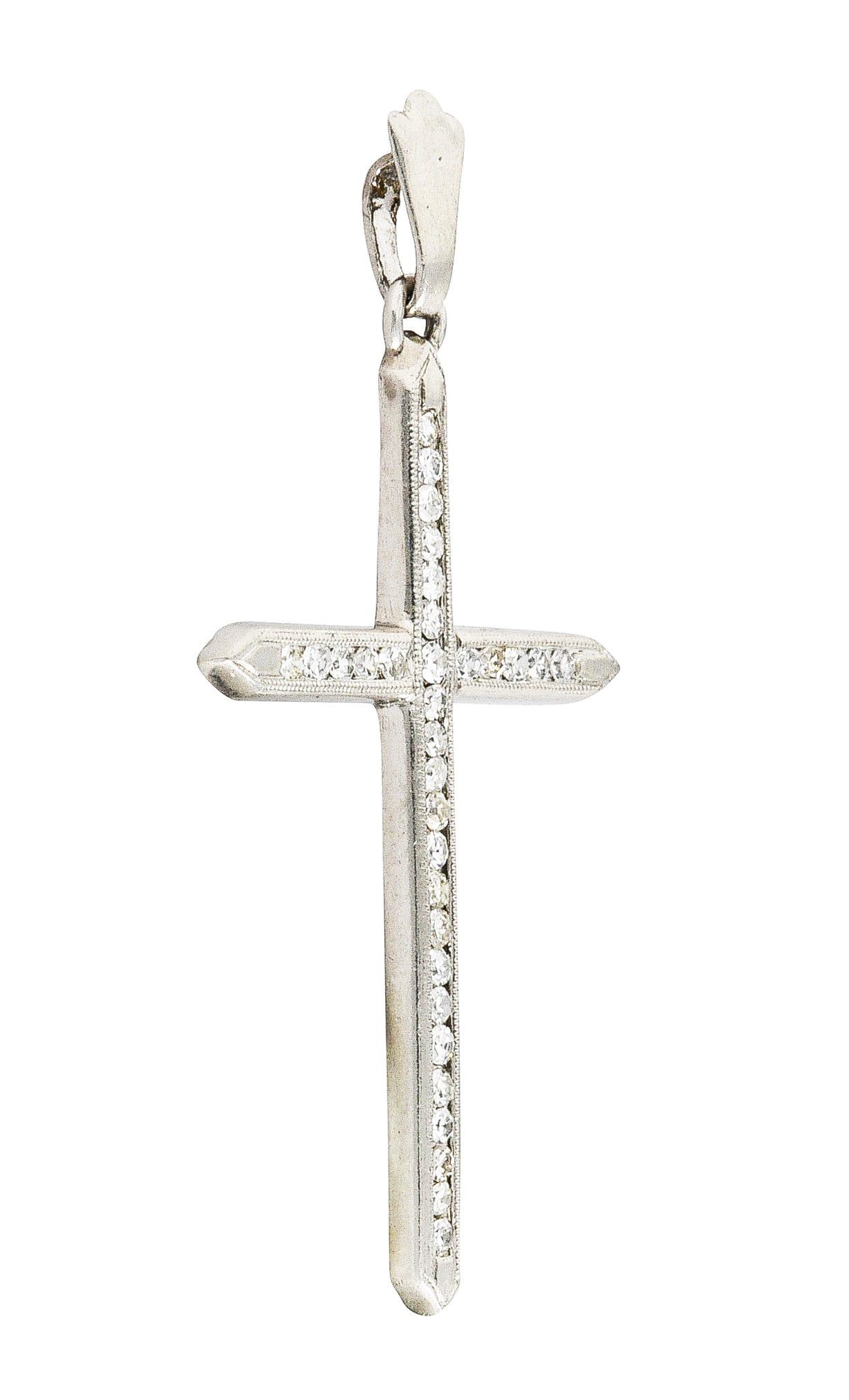 Art Deco 0.25 CTW Diamond Platinum Cross Pendant Wilson's Estate Jewelry