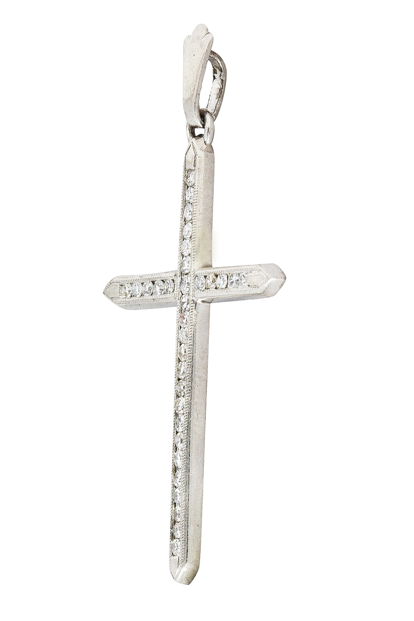 Art Deco 0.25 CTW Diamond Platinum Cross Pendant Wilson's Estate Jewelry