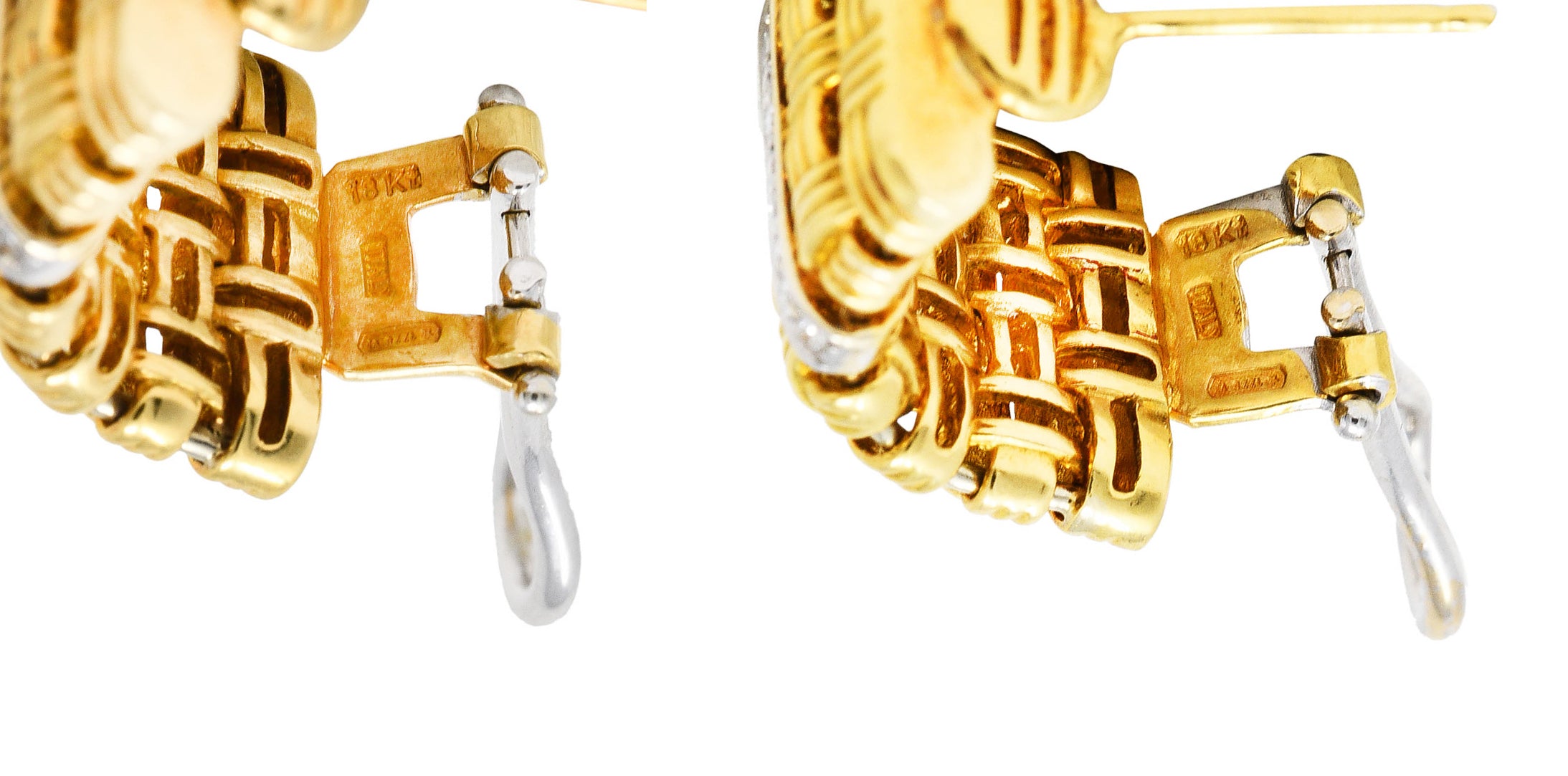 Roberto Coin Diamond 18 Karat Two-Tone Gold Appassionata Half-Hoop EarringsEarrings - Wilson's Estate Jewelry