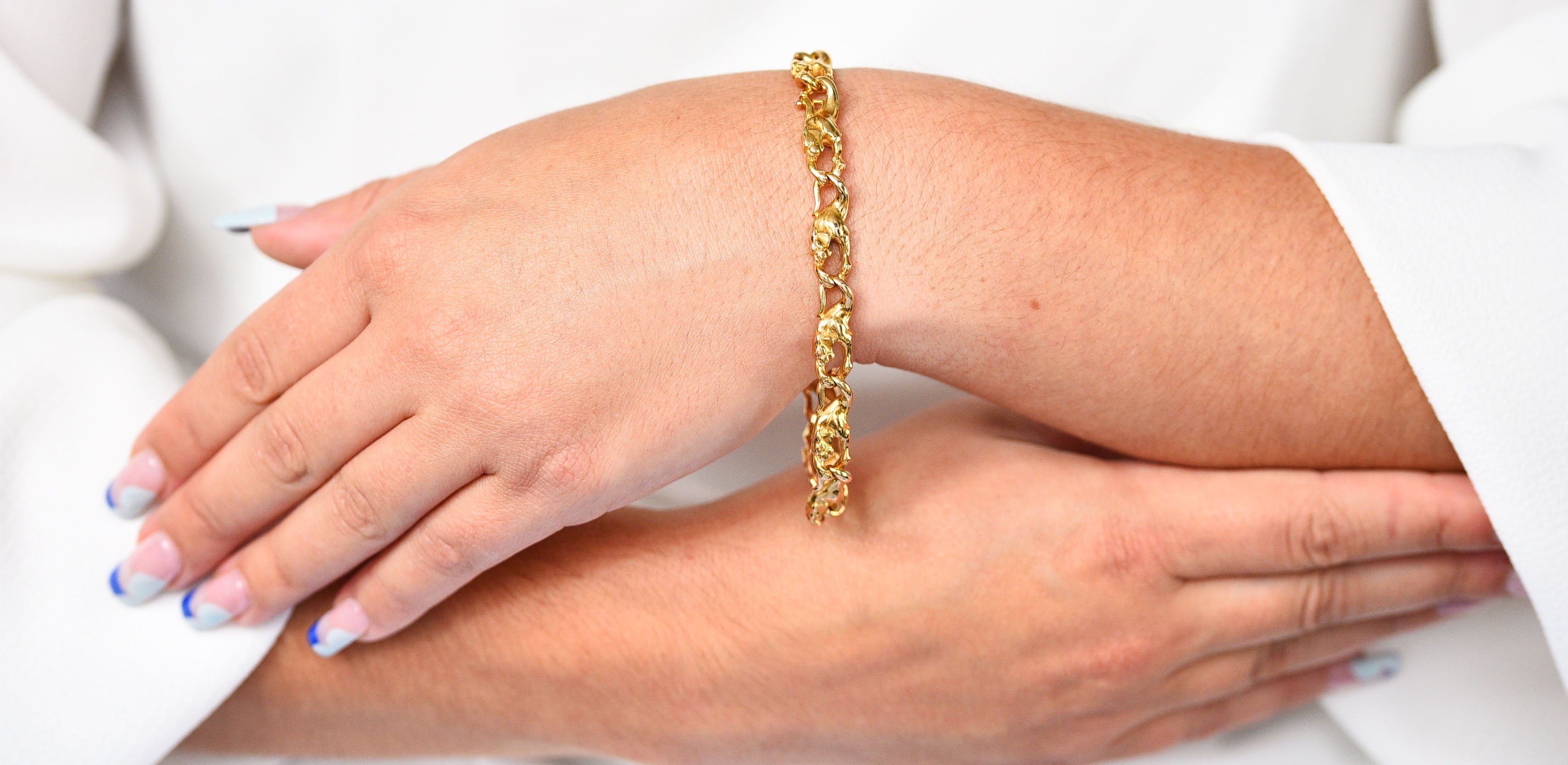 Carrera Y Carrera Vintage 18 Karat Gold Panther Link Braceletbracelet - Wilson's Estate Jewelry