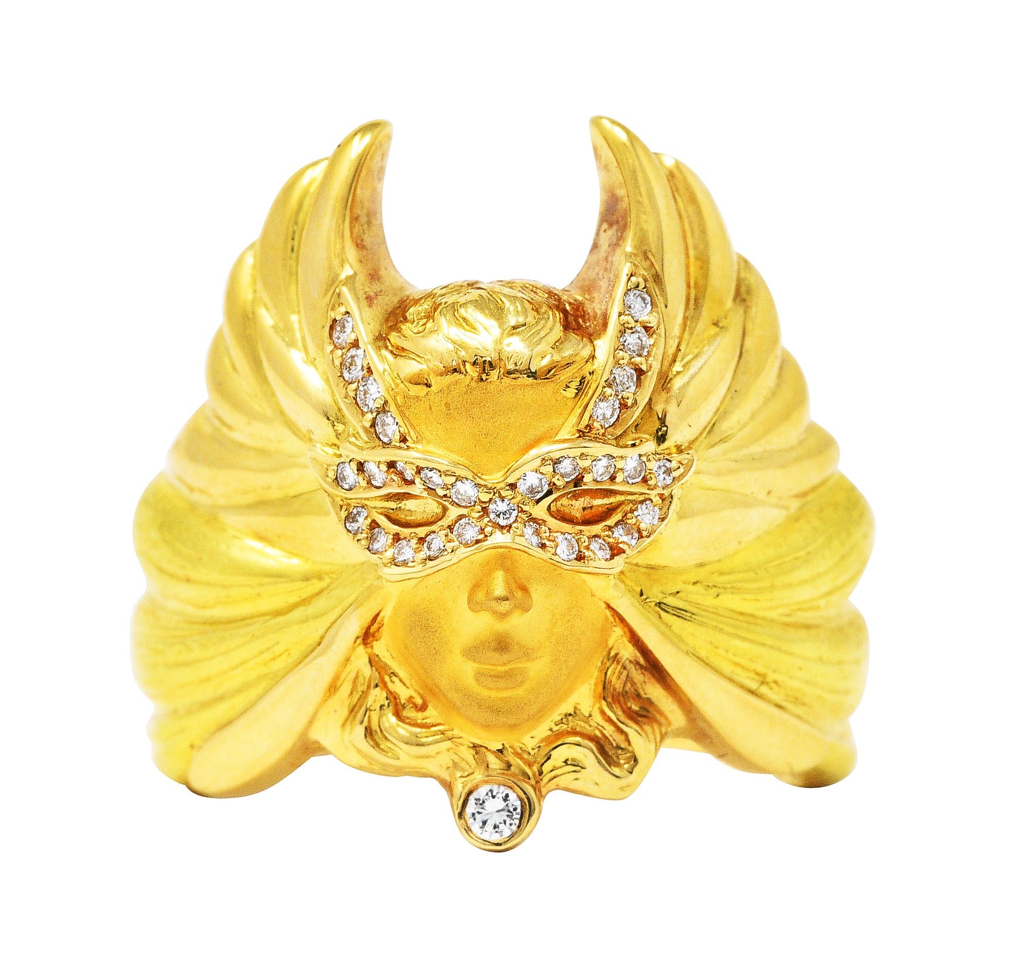 Carrera y Carrera Diamond 18 Karat Two-Tone Gold Mask of An Angel RingRing - Wilson's Estate Jewelry