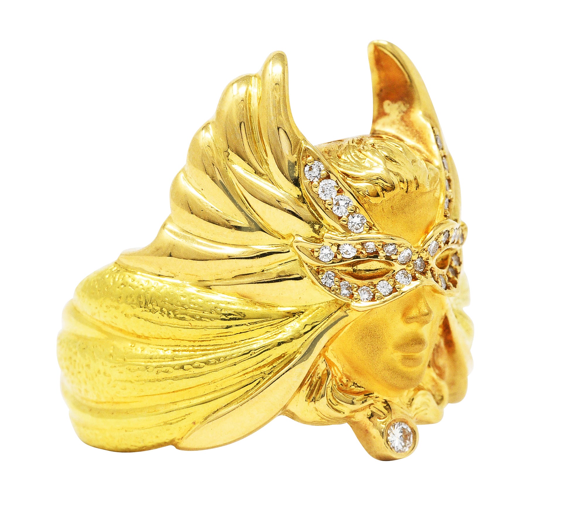 Carrera y Carrera Diamond 18 Karat Two-Tone Gold Mask of An Angel RingRing - Wilson's Estate Jewelry