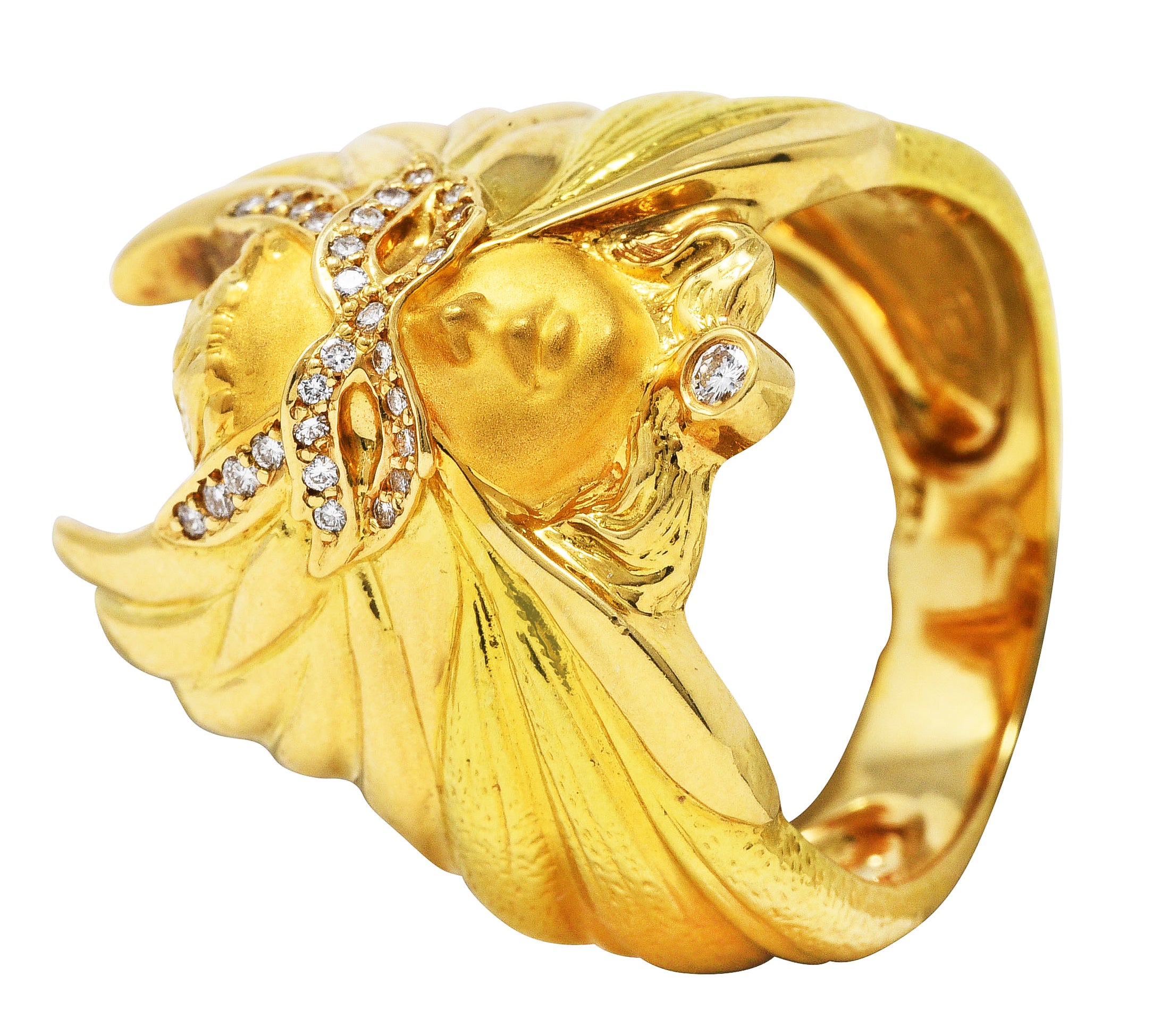 Carrera y Carrera Diamond 18 Karat Two-Tone Gold Mask of An Angel RingRing - Wilson's Estate Jewelry