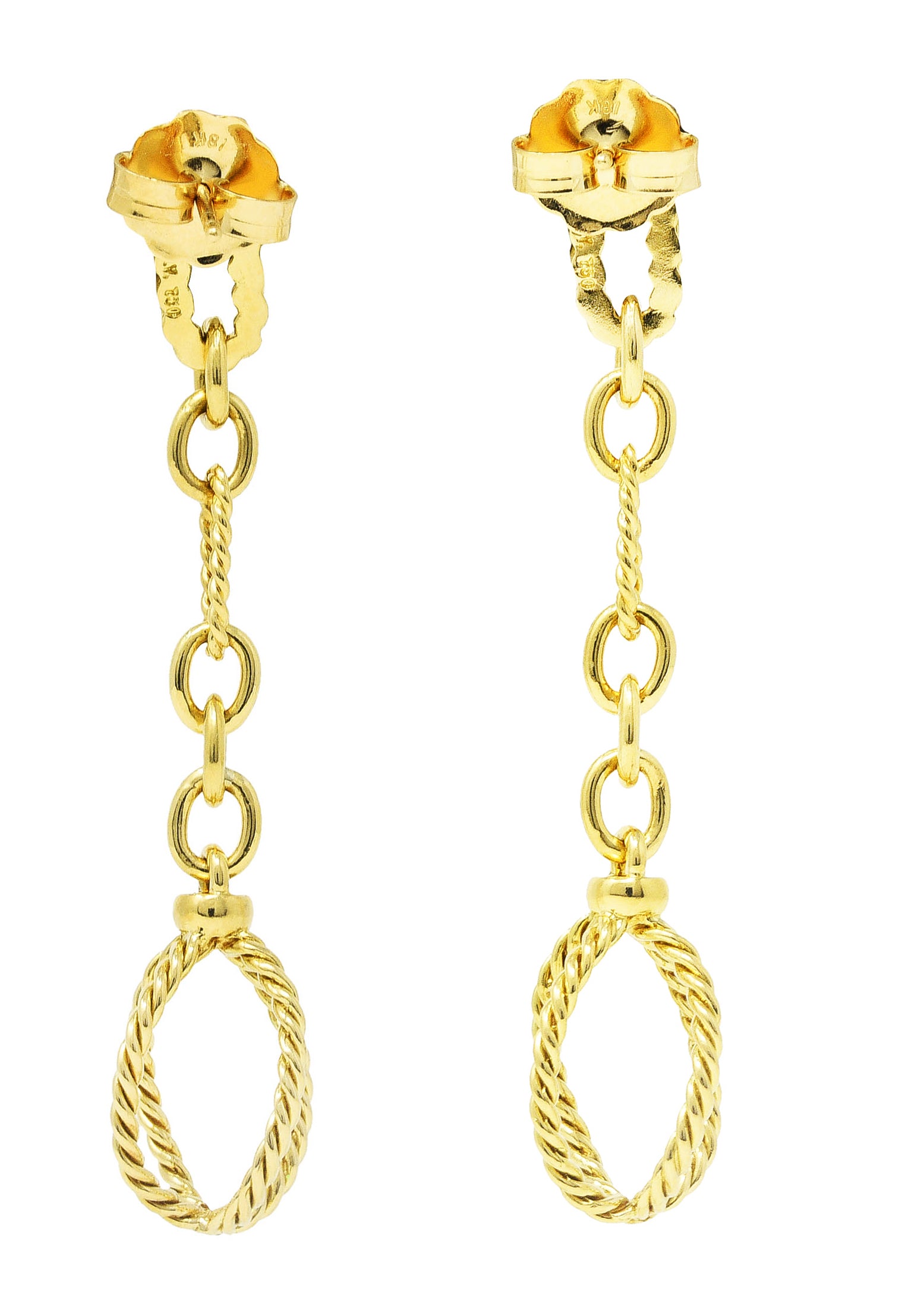 David Yurman 18 Karat Yellow Gold Twisted Cable Link Drop EarringsEarrings - Wilson's Estate Jewelry