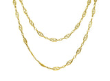 1840's French Victorian 18 Karat Yellow Gold Filigree 61 Inch Long Antique Chain Necklace Wilson's Estate Jewelry