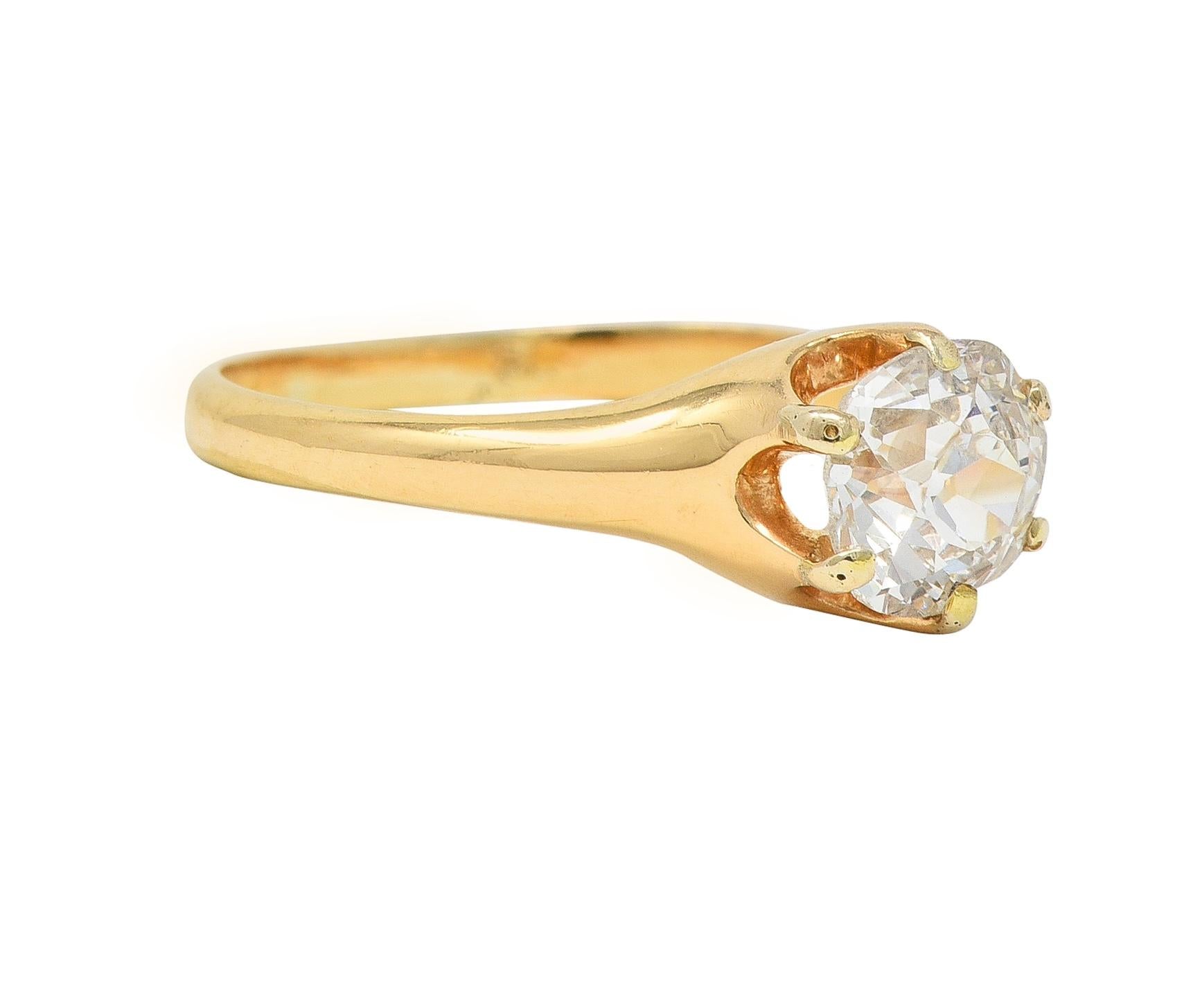 Victorian 0.80 CTW Old Mine Cut 18 Karat Yellow Gold Solitaire Engagement Ring