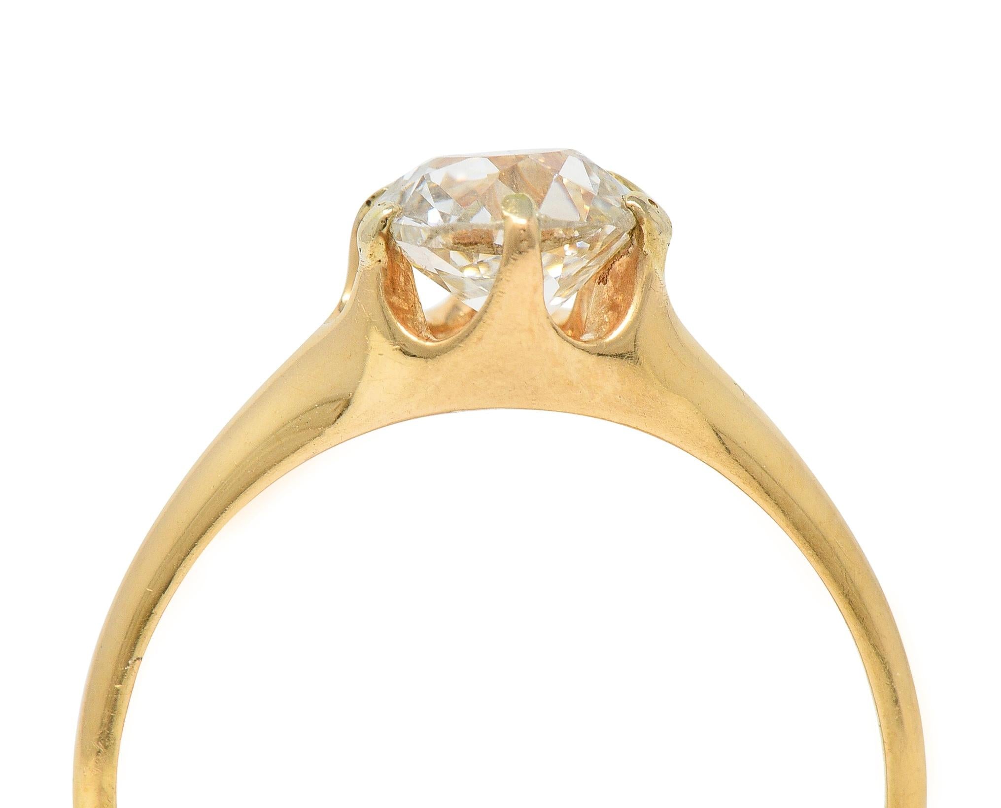 Victorian 0.80 CTW Old Mine Cut 18 Karat Yellow Gold Solitaire Engagement Ring