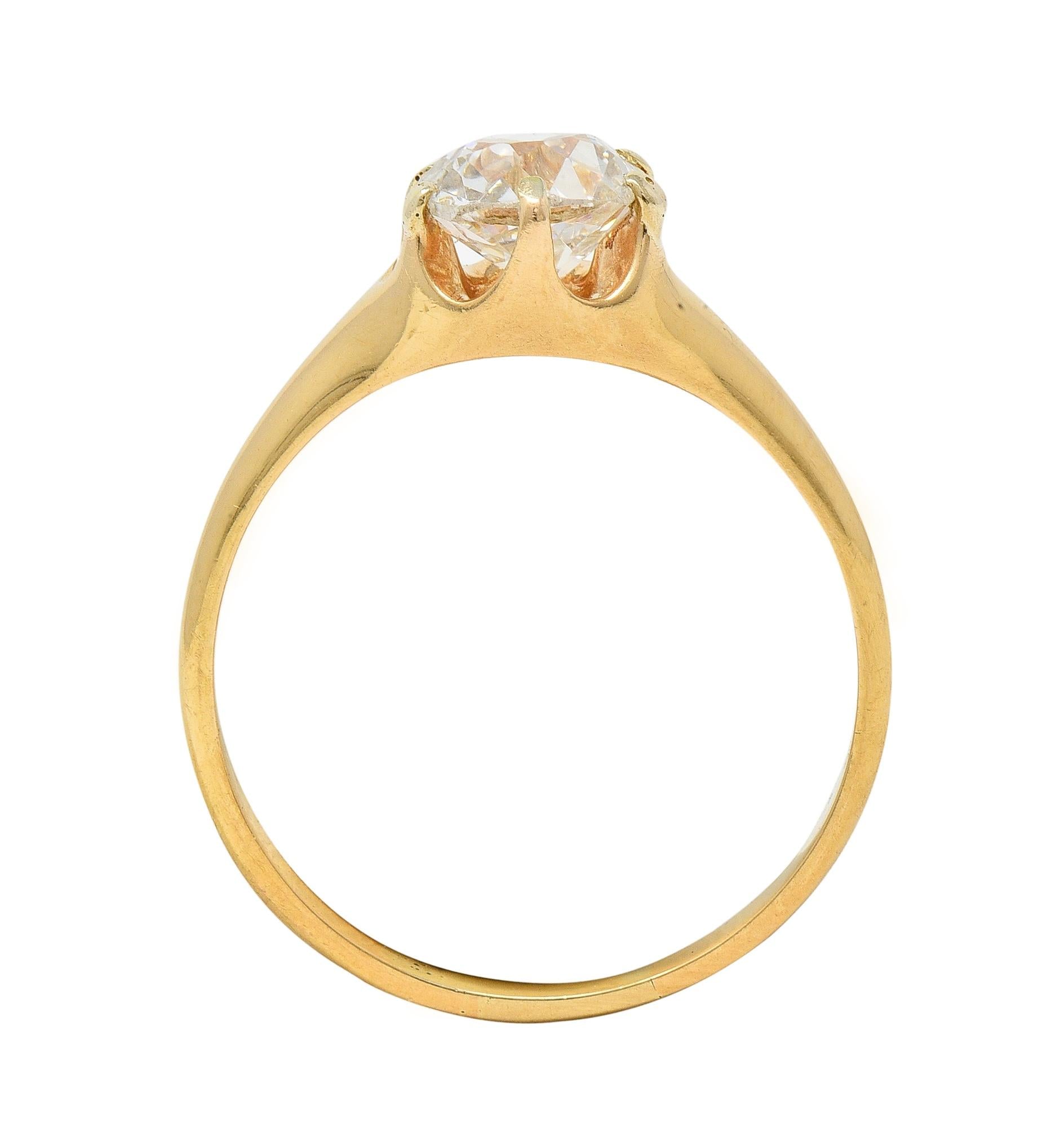 Victorian 0.80 CTW Old Mine Cut 18 Karat Yellow Gold Solitaire Engagement Ring