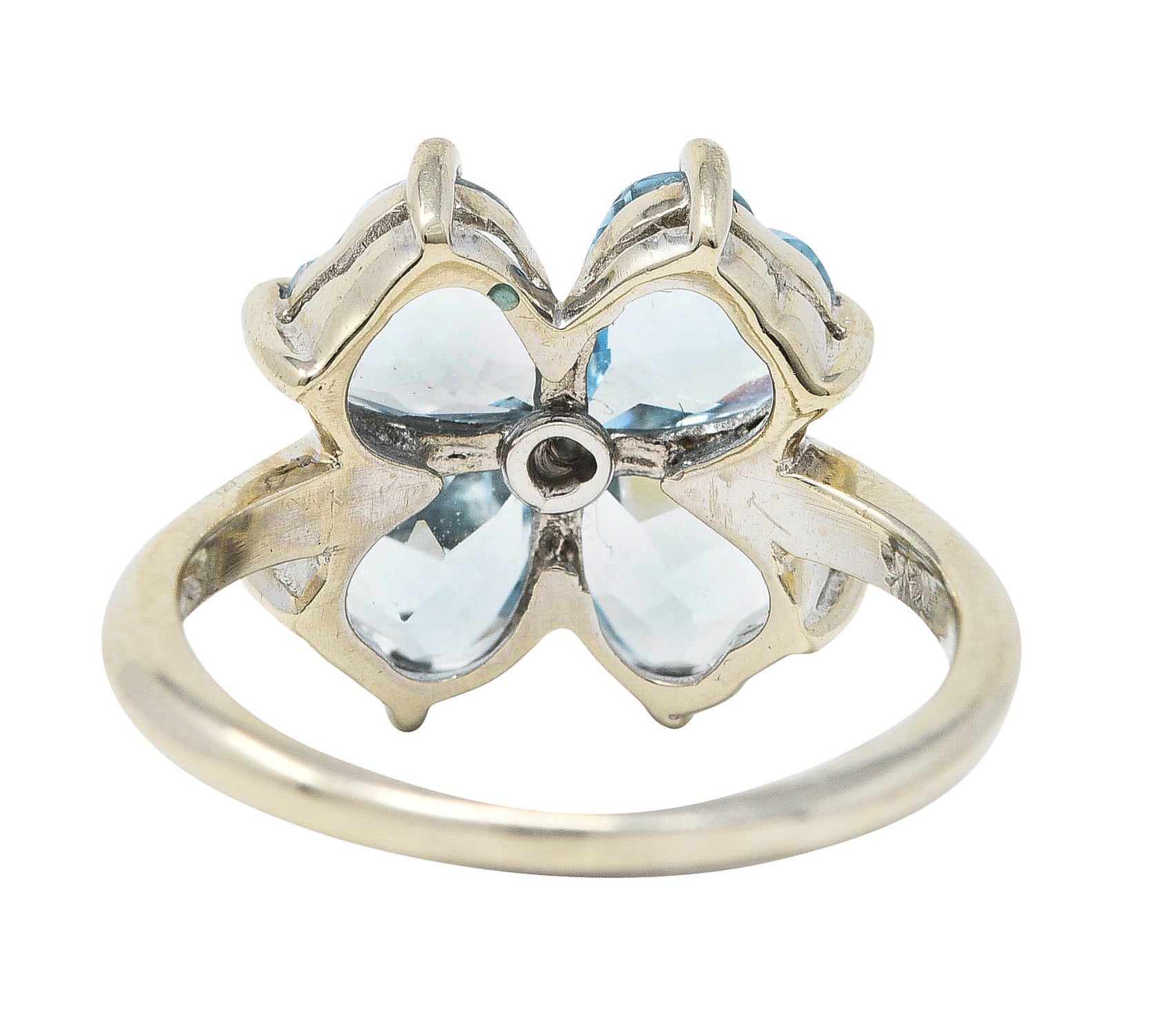 Felger & Co. Mid-Century 2.76 CTW Diamond Aquamarine 14 Karat White Gold Flower RingRing - Wilson's Estate Jewelry